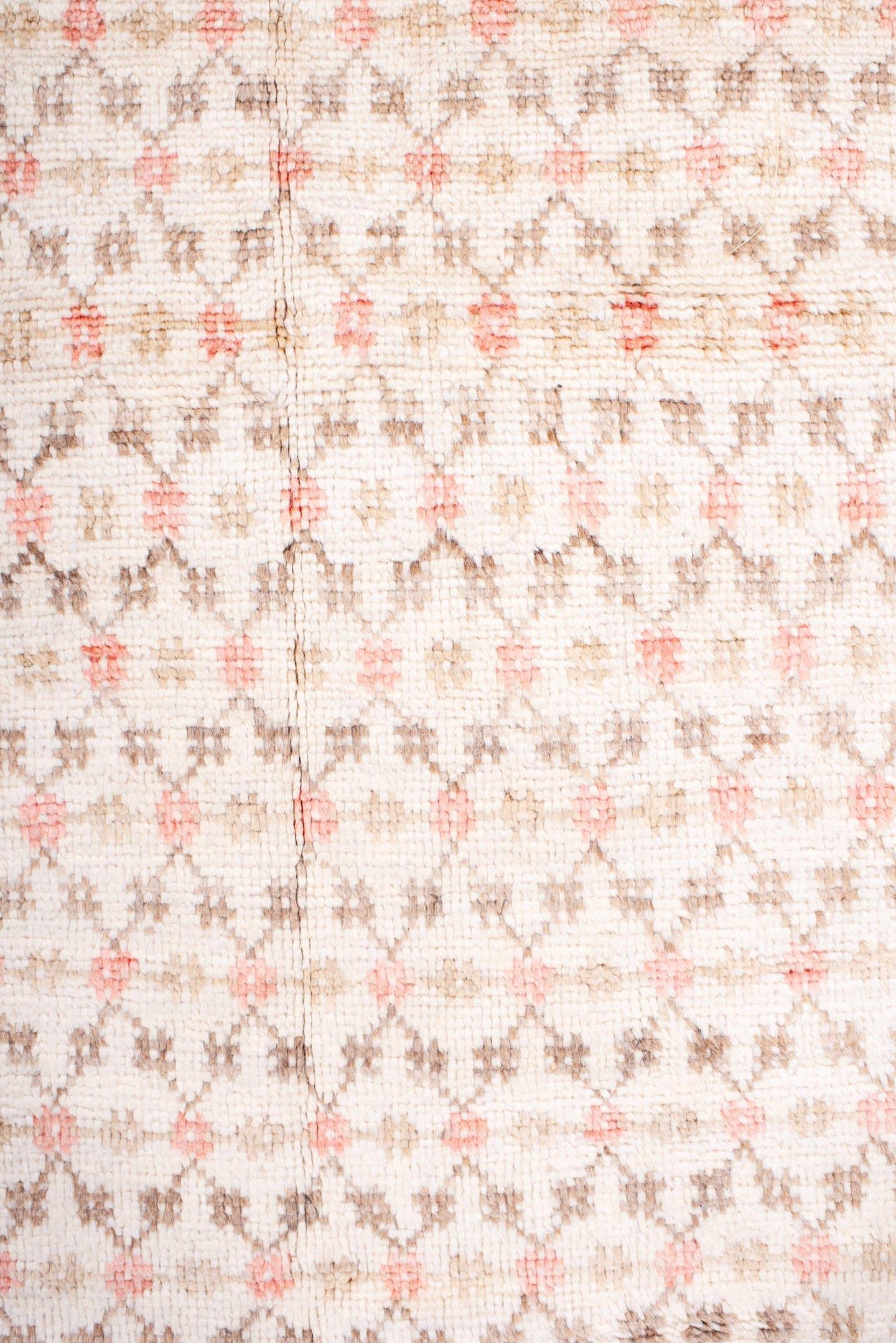 8' x 10' one-of-a-kind handmade vintage Oushak large size rug. Color palette: taupe, ivory, cream, blush, pale gold