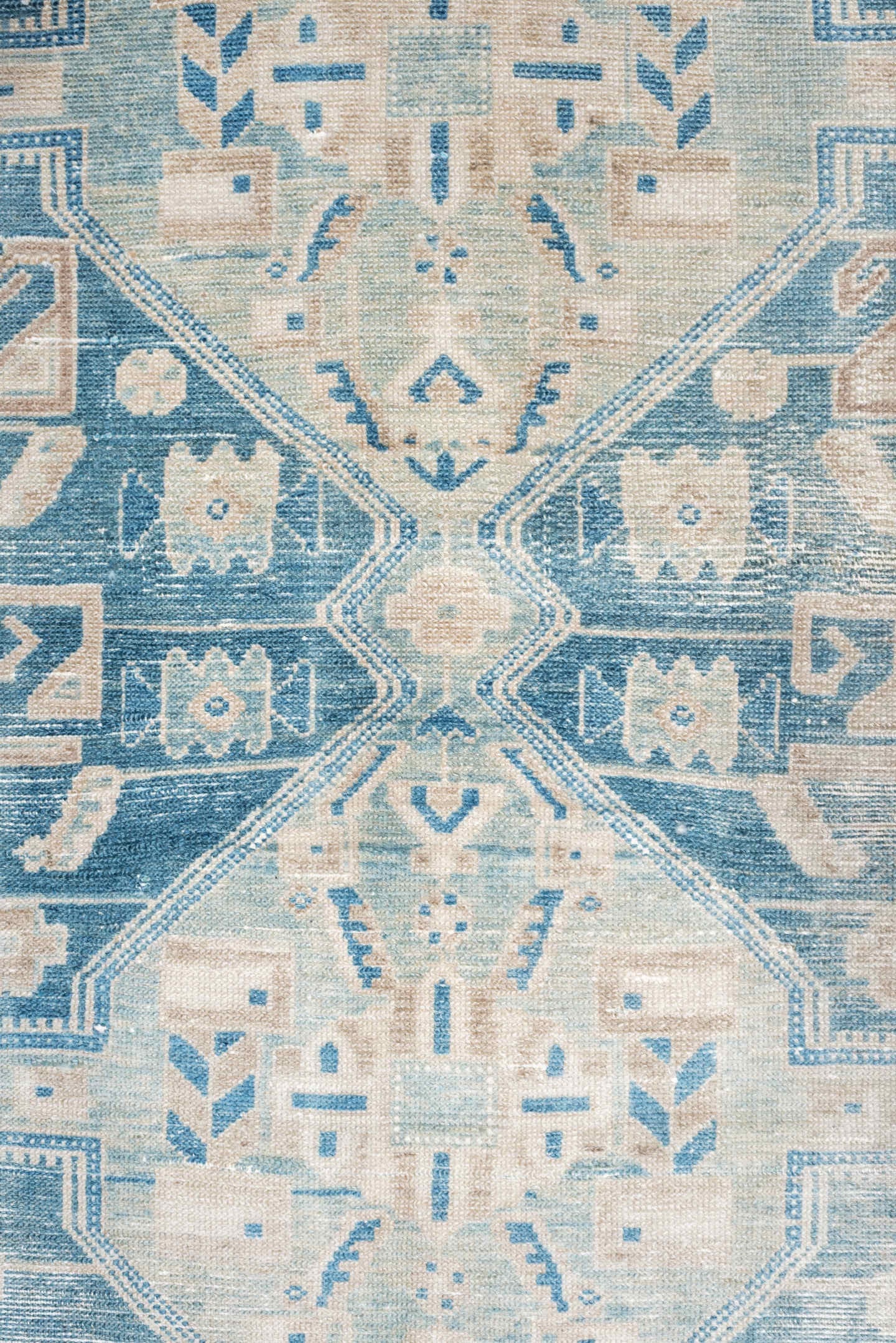 3' x 6' one-of-a-kind handmade antique Malayer runner rug. Color palette: sky blue, ivory, sand, beige, taupe, light blue