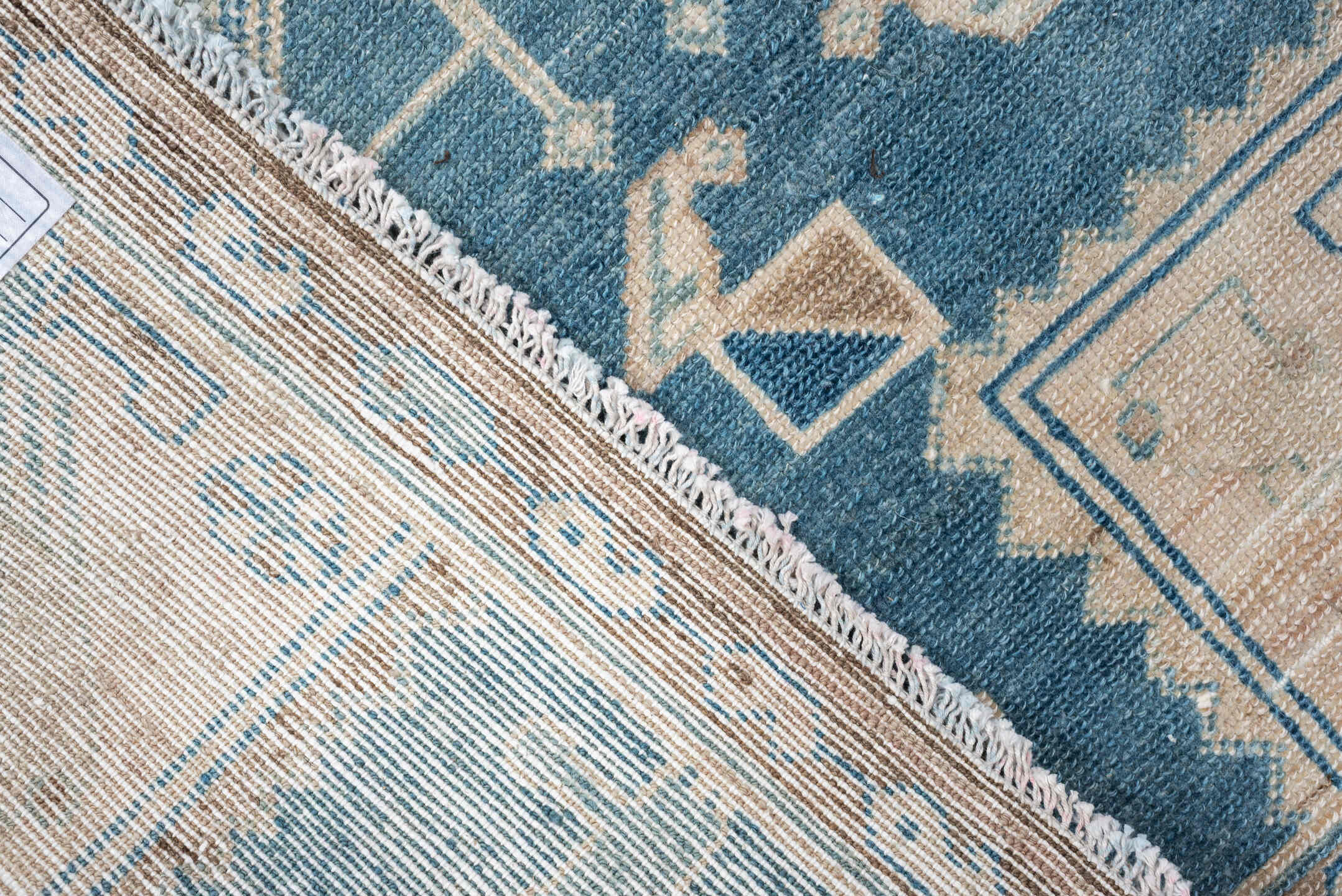 3' x 6' one-of-a-kind handmade antique Malayer runner rug. Color palette: sky blue, ivory, sand, beige, taupe, light blue