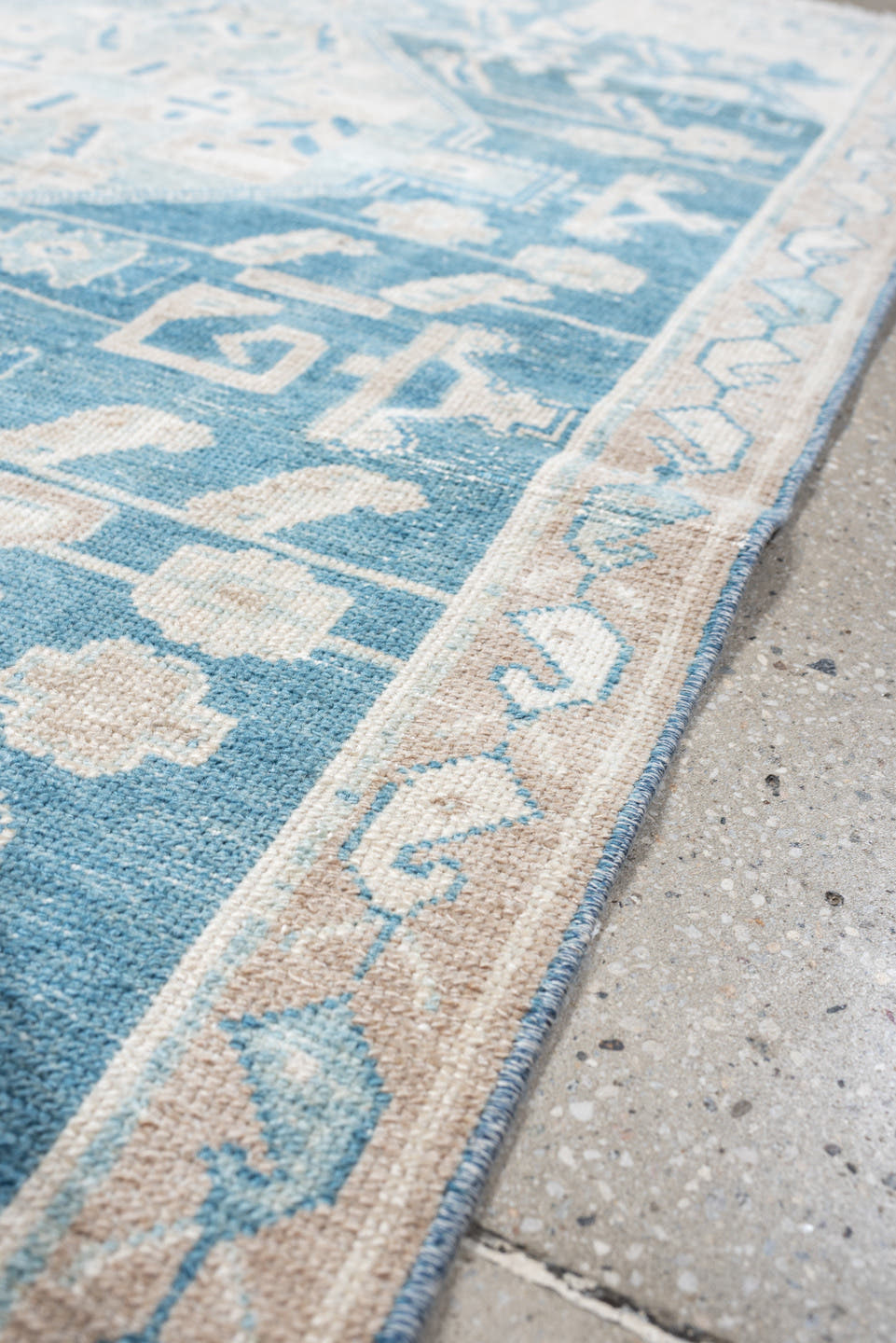 3' x 6' one-of-a-kind handmade antique Malayer runner rug. Color palette: sky blue, ivory, sand, beige, taupe, light blue