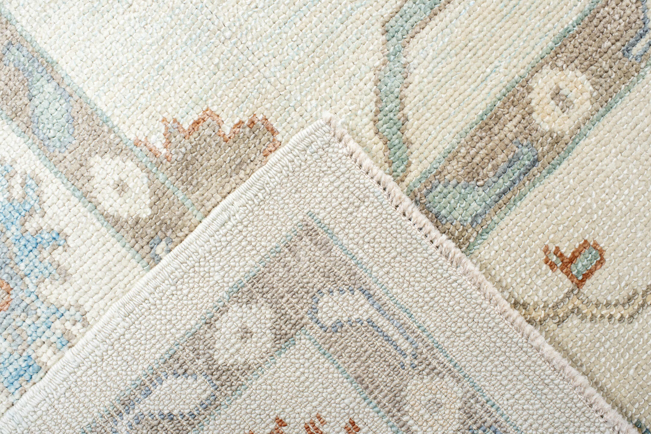 7' x 10' one-of-a-kind handmade vintage Oushak large size rug. Color palette: brown, dark gray, floral white, gainsboro