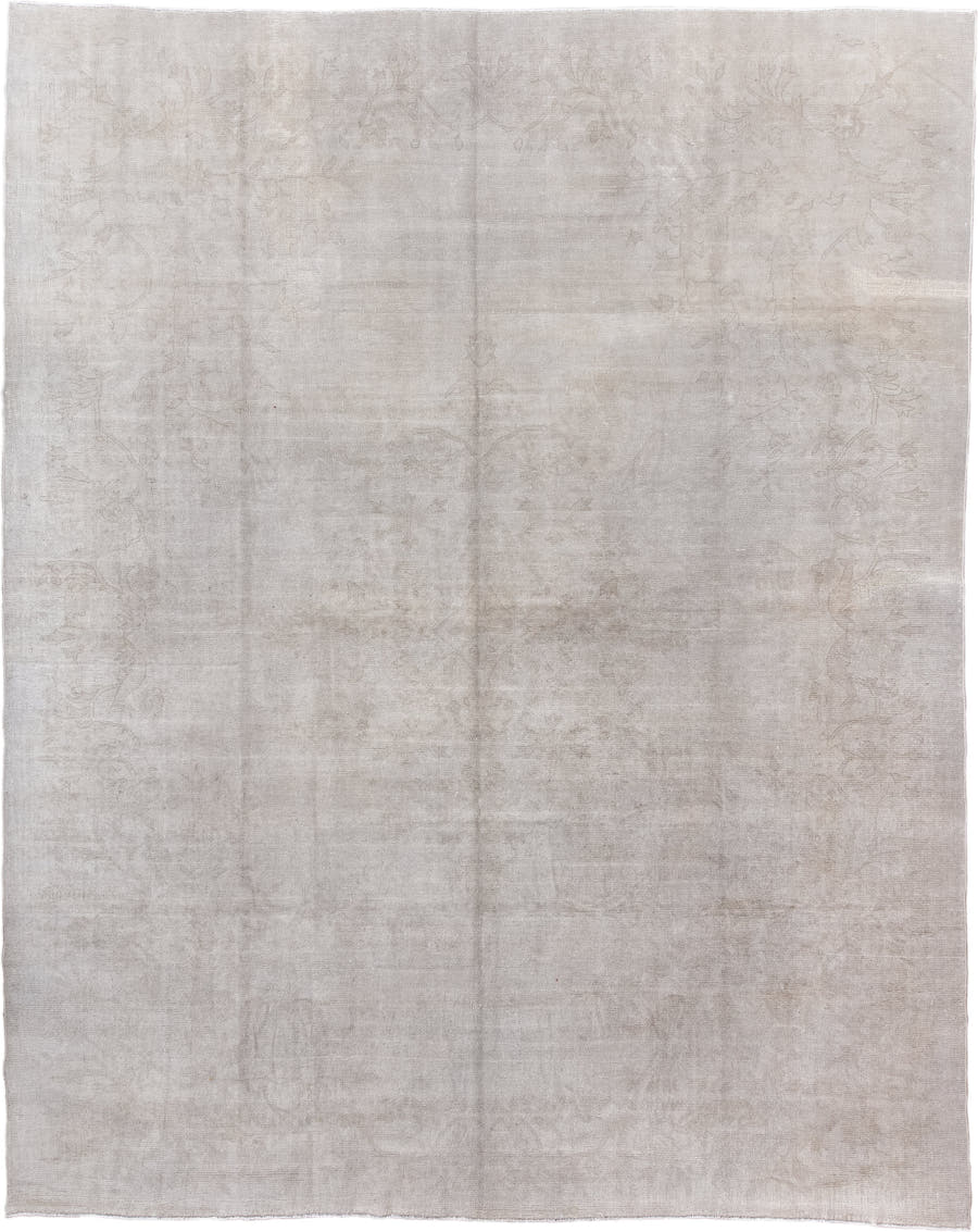 10' x 13' one-of-a-kind handmade vintage Oushak large size rug. Color palette: ivory, taupe, beige, cream, sand, pale gray