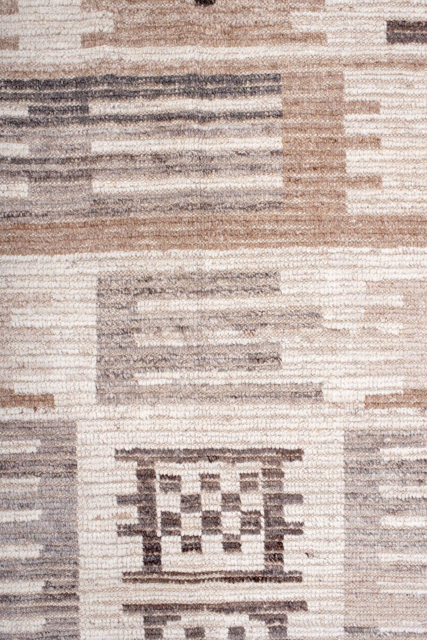10' x 13' one-of-a-kind handmade vintage Tulu large size rug. Color palette: ivory, taupe, gray, blush, charcoal, cream