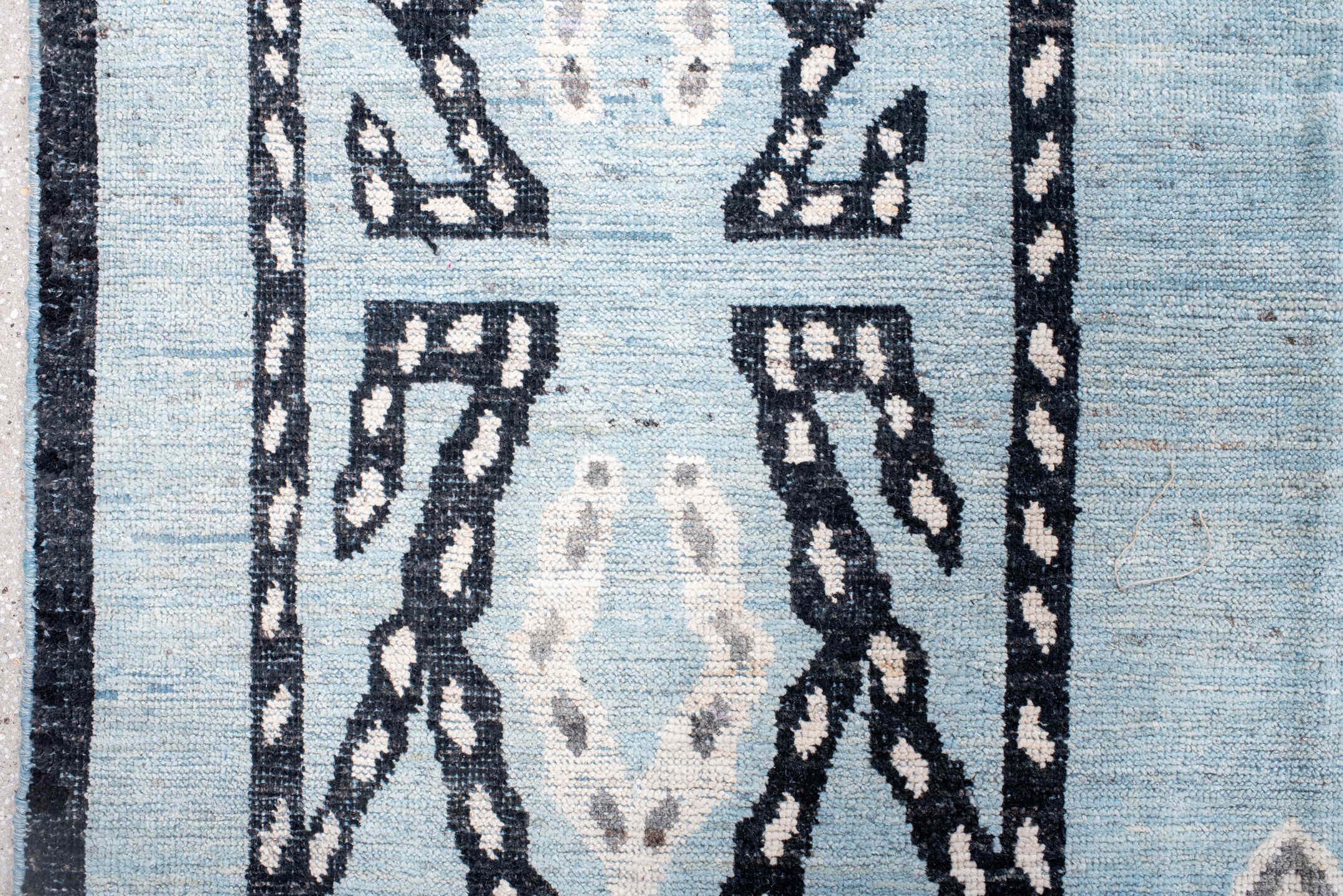 12' x 14' one-of-a-kind handmade vintage Tulu oversize rug. Color palette: black, blue, dark gray, gainsboro, gray