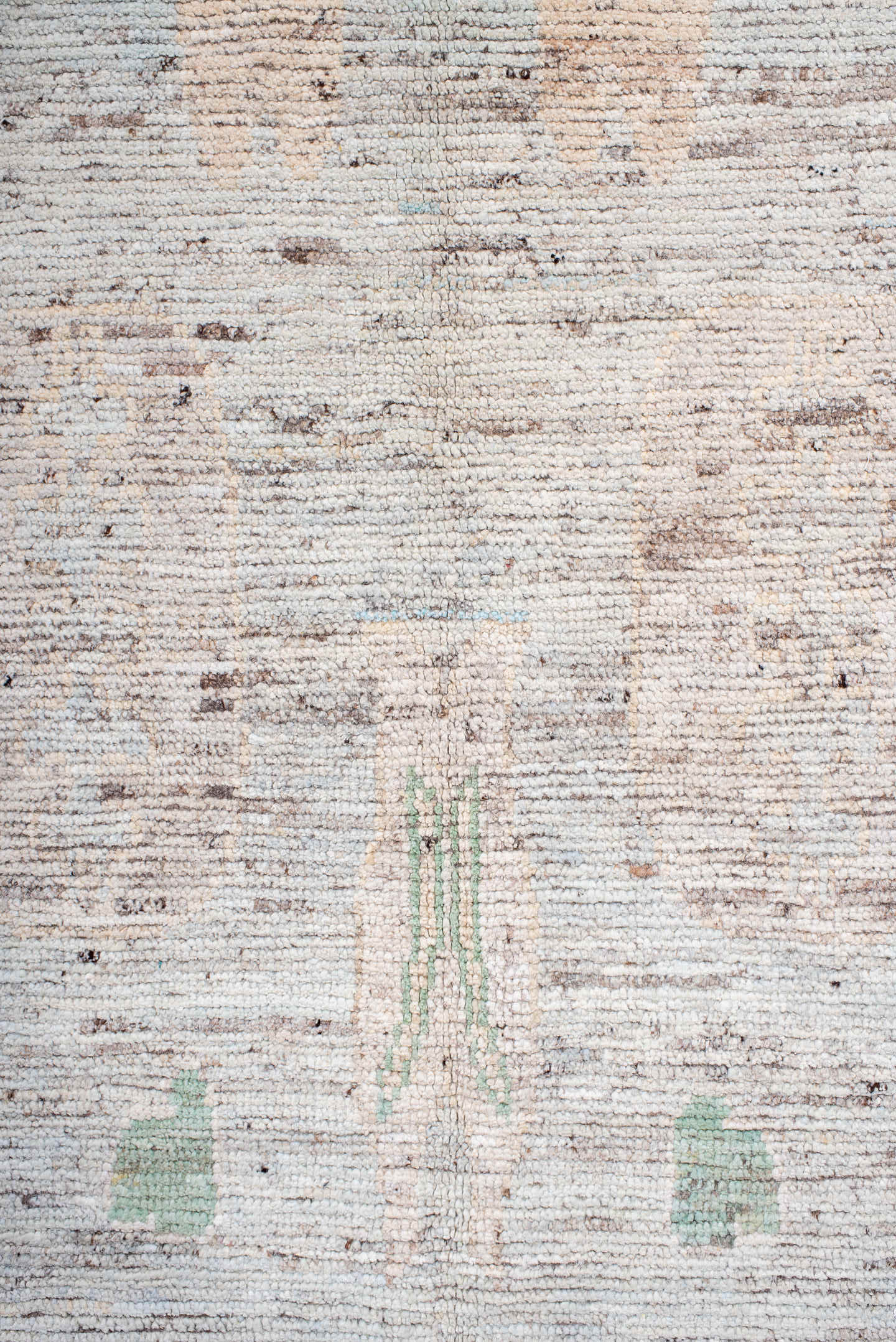 5' x 11' one-of-a-kind handmade vintage Oushak rug. Color palette: ivory, mint, blush, taupe, pale aqua, green, pink, beige