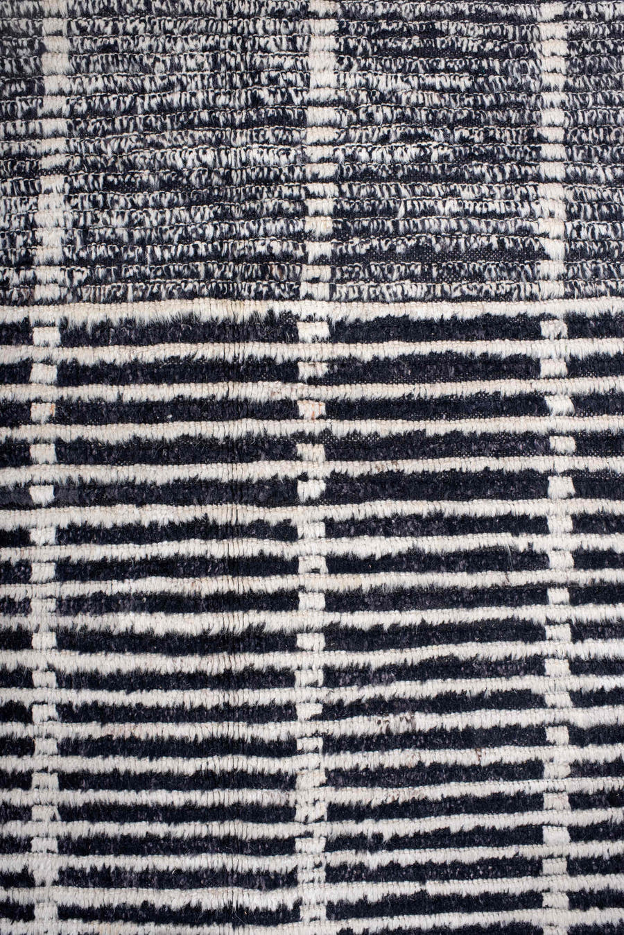 6' x 8' one-of-a-kind handmade vintage Tulu medium size rug. Color palette: black, ivory, charcoal, slate, gray