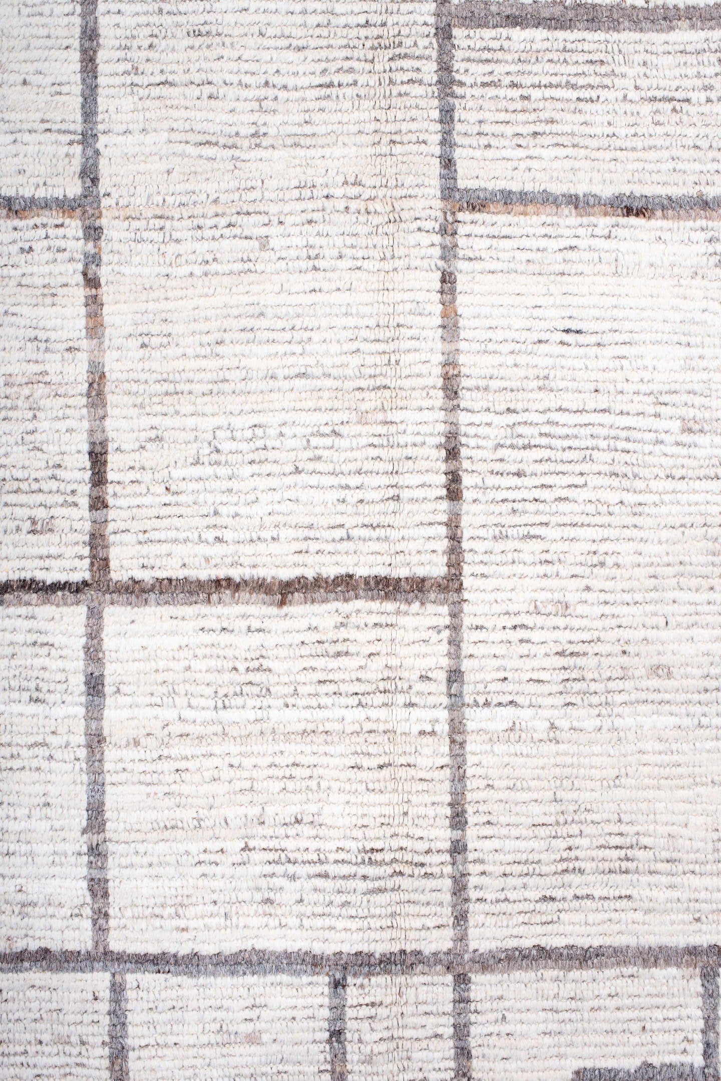 6' x 9' one-of-a-kind handmade vintage Tulu medium size rug. Color palette: ivory, taupe, gray, cream, beige