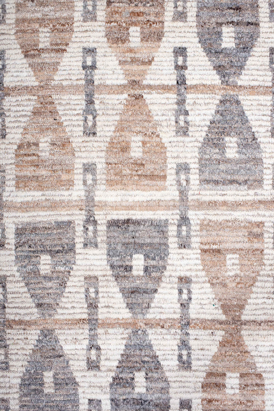8' x 11' one-of-a-kind handmade vintage Tulu large size rug. Color palette: ivory, taupe, gray, beige, camel