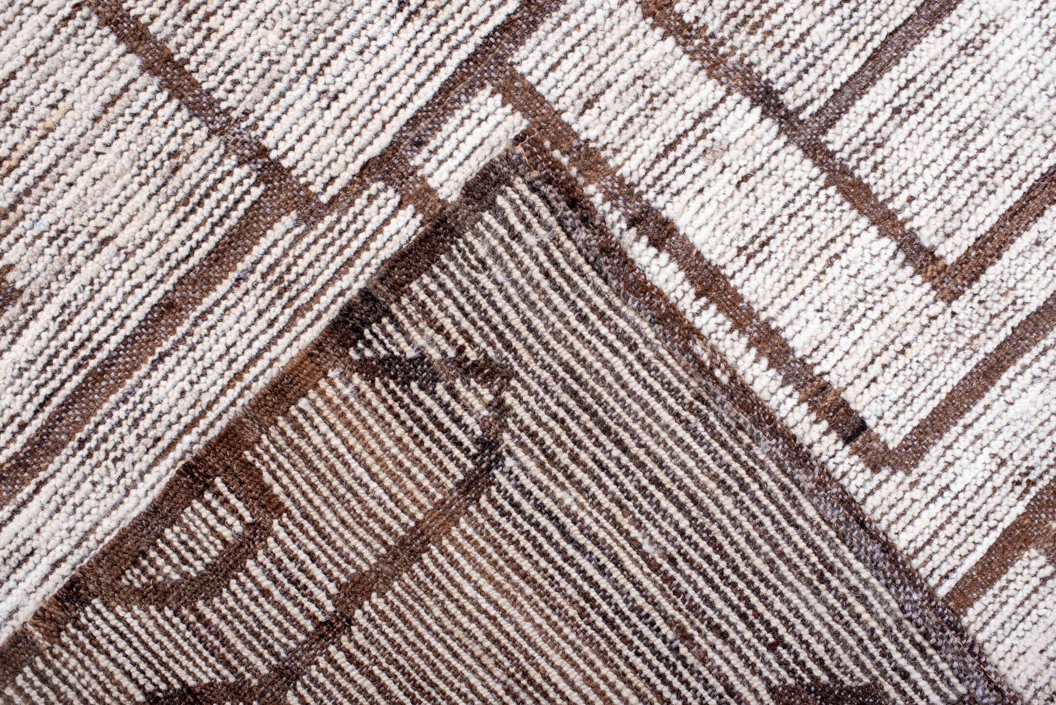 9' x 12' one-of-a-kind handmade vintage Tulu large size rug. Color palette: brown, dark gray, dim gray, gainsboro, gray