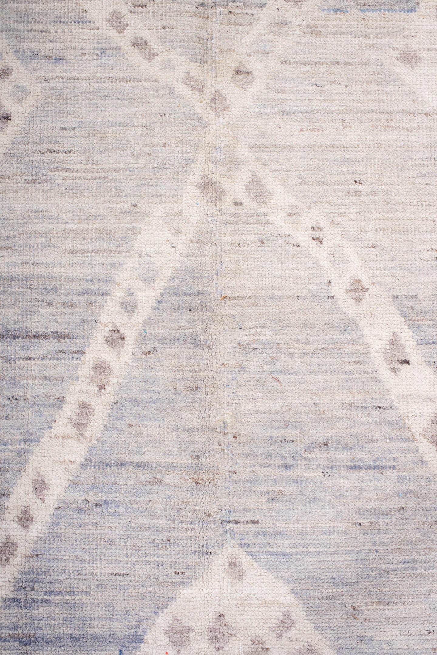 8' x 11' one-of-a-kind handmade vintage Tulu large size rug. Color palette: ivory, pale blue, taupe, cream, light blue