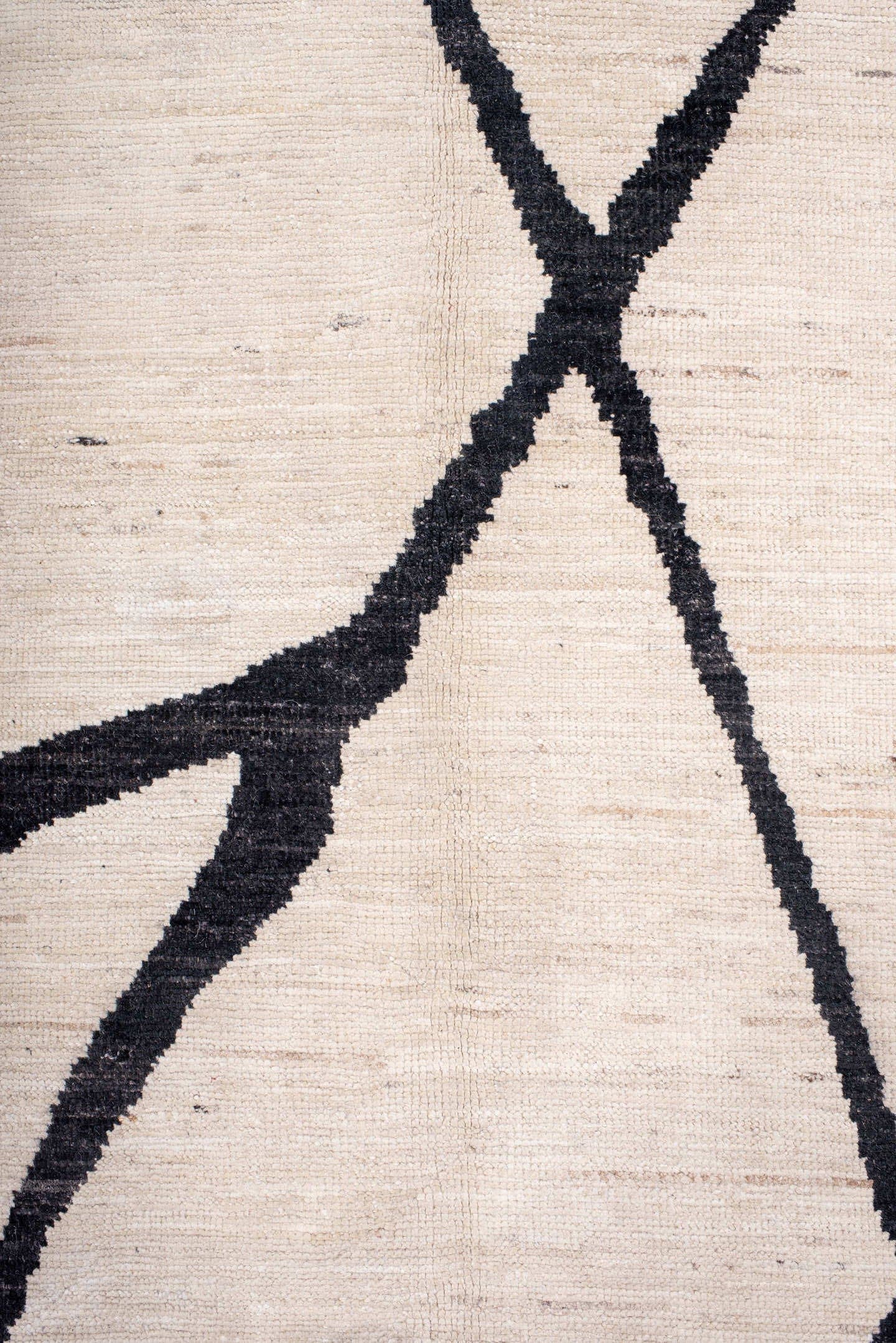 9' x 12' one-of-a-kind handmade vintage Tulu large size rug. Color palette: ivory, charcoal, black, gray
