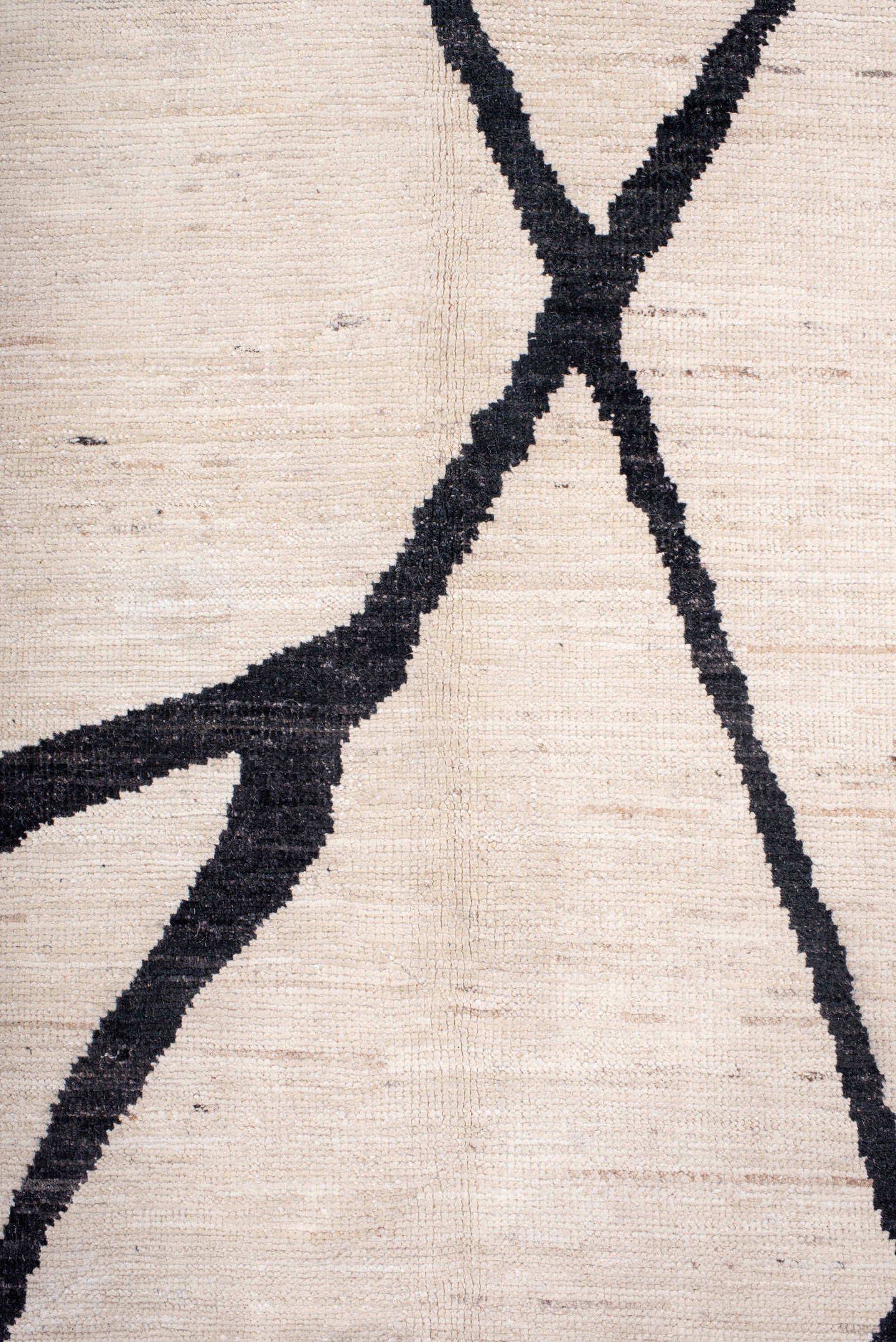 9' x 12' one-of-a-kind handmade vintage Tulu large size rug. Color palette: ivory, charcoal, black, gray