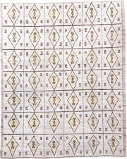 9' x 11' one-of-a-kind handmade vintage Tulu large size rug. Color palette: cream, ivory, taupe, brown, camel, beige, gray