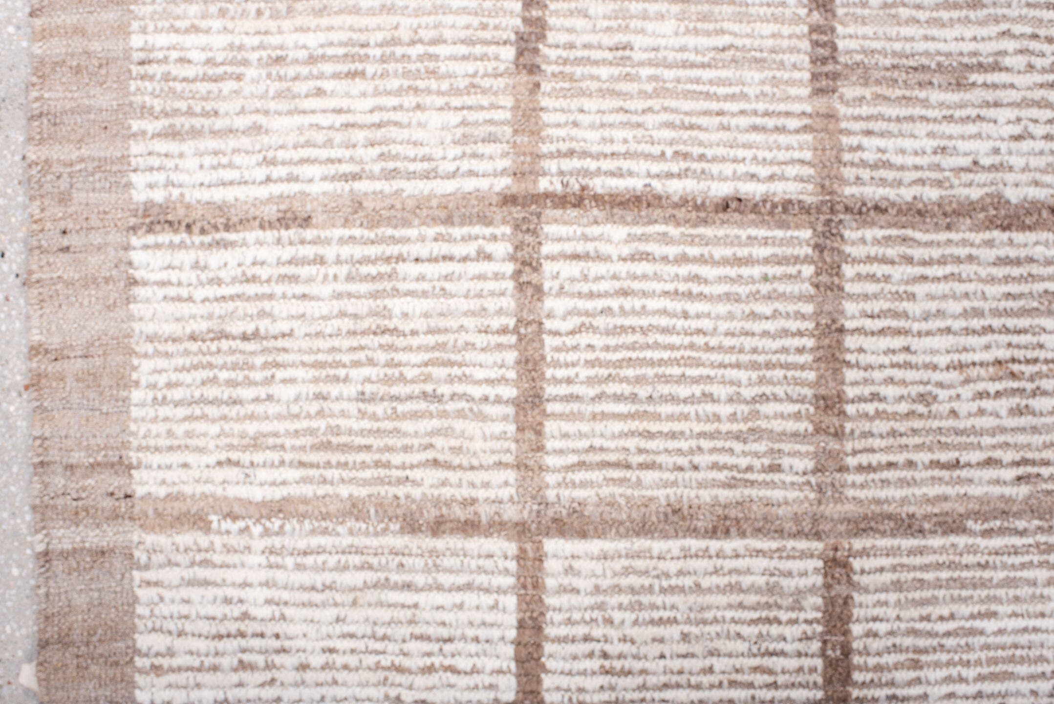 8' x 10' one-of-a-kind handmade vintage Tulu large size rug. Color palette: ivory, taupe, beige, camel, brown, gray