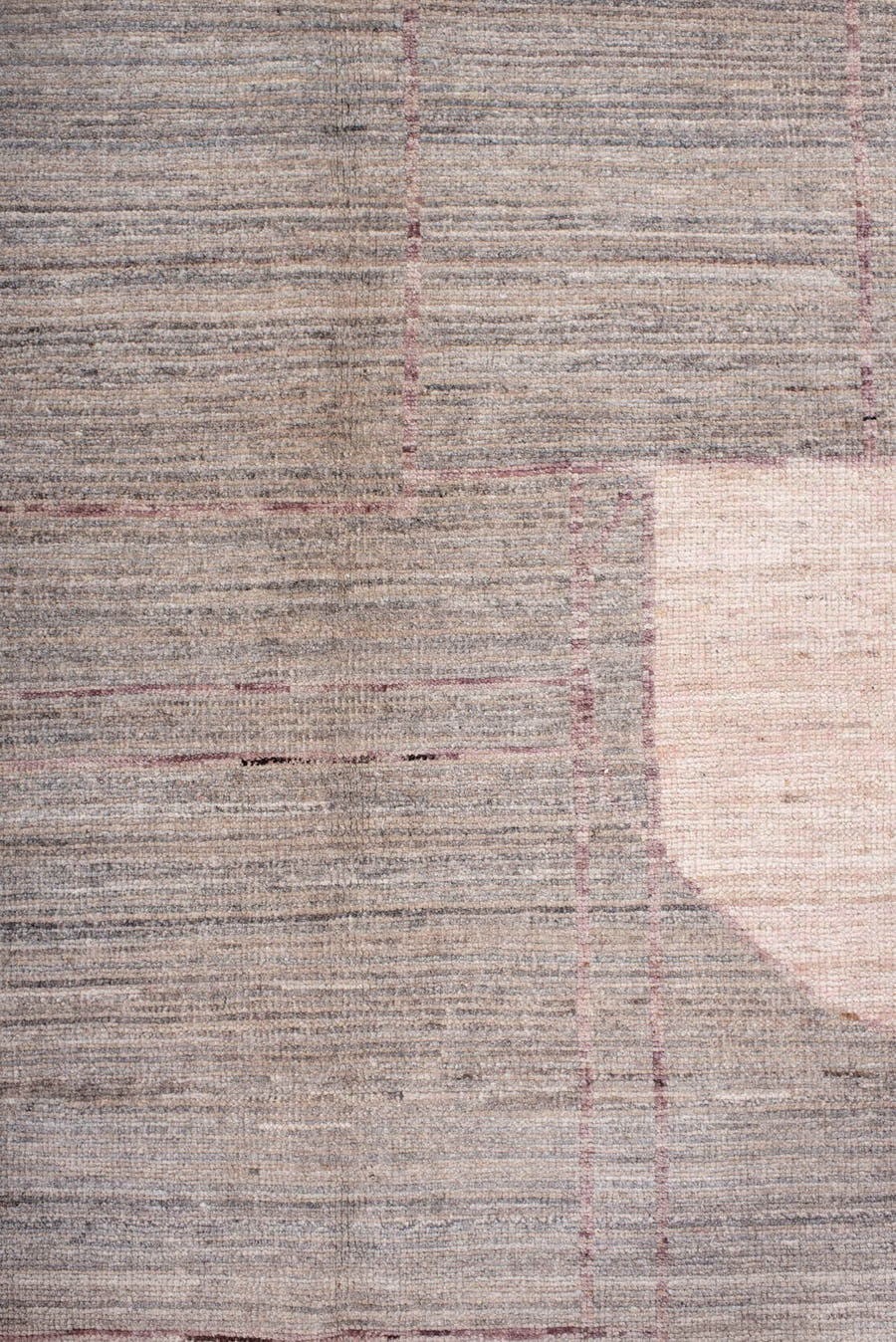 9' x 12' one-of-a-kind handmade vintage Tulu large size rug. Color palette: taupe, ivory, blush, mauve, apricot, gray