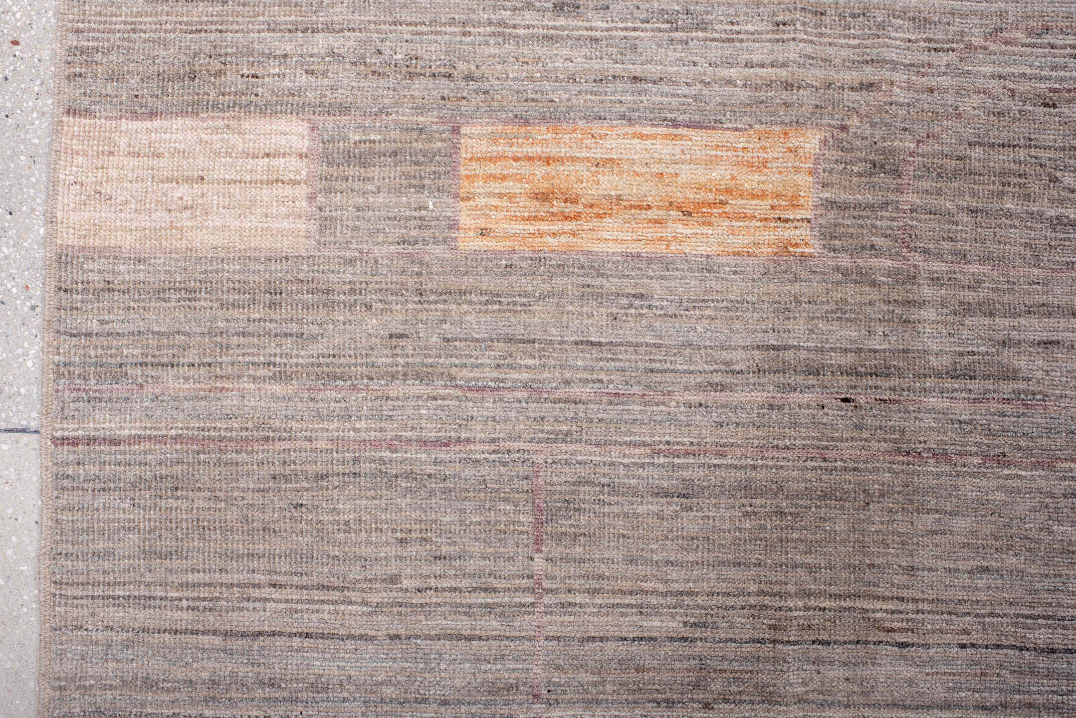 9' x 12' one-of-a-kind handmade vintage Tulu large size rug. Color palette: taupe, ivory, blush, mauve, apricot, gray