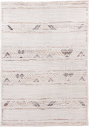 8' x 12' one-of-a-kind handmade vintage Tulu large size rug. Color palette: ivory, cream, taupe, light gray, beige, gray