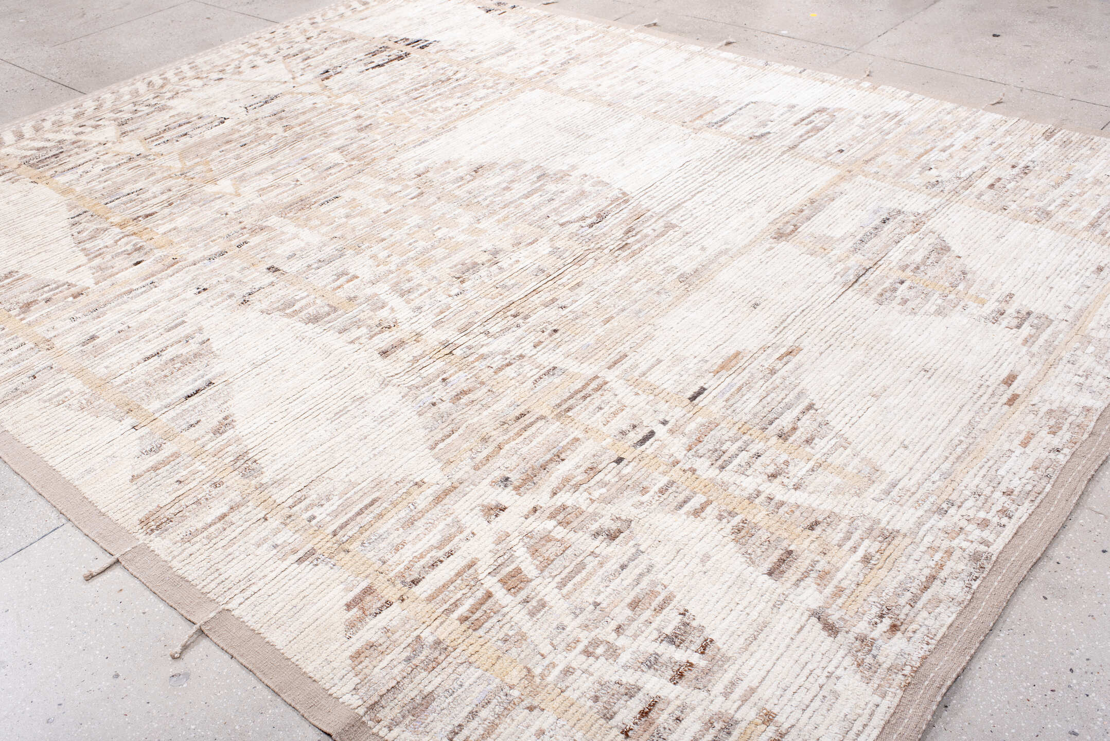 9' x 12' one-of-a-kind handmade vintage Tulu large size rug. Color palette: dark gray, dim gray, gainsboro, gray, light gray