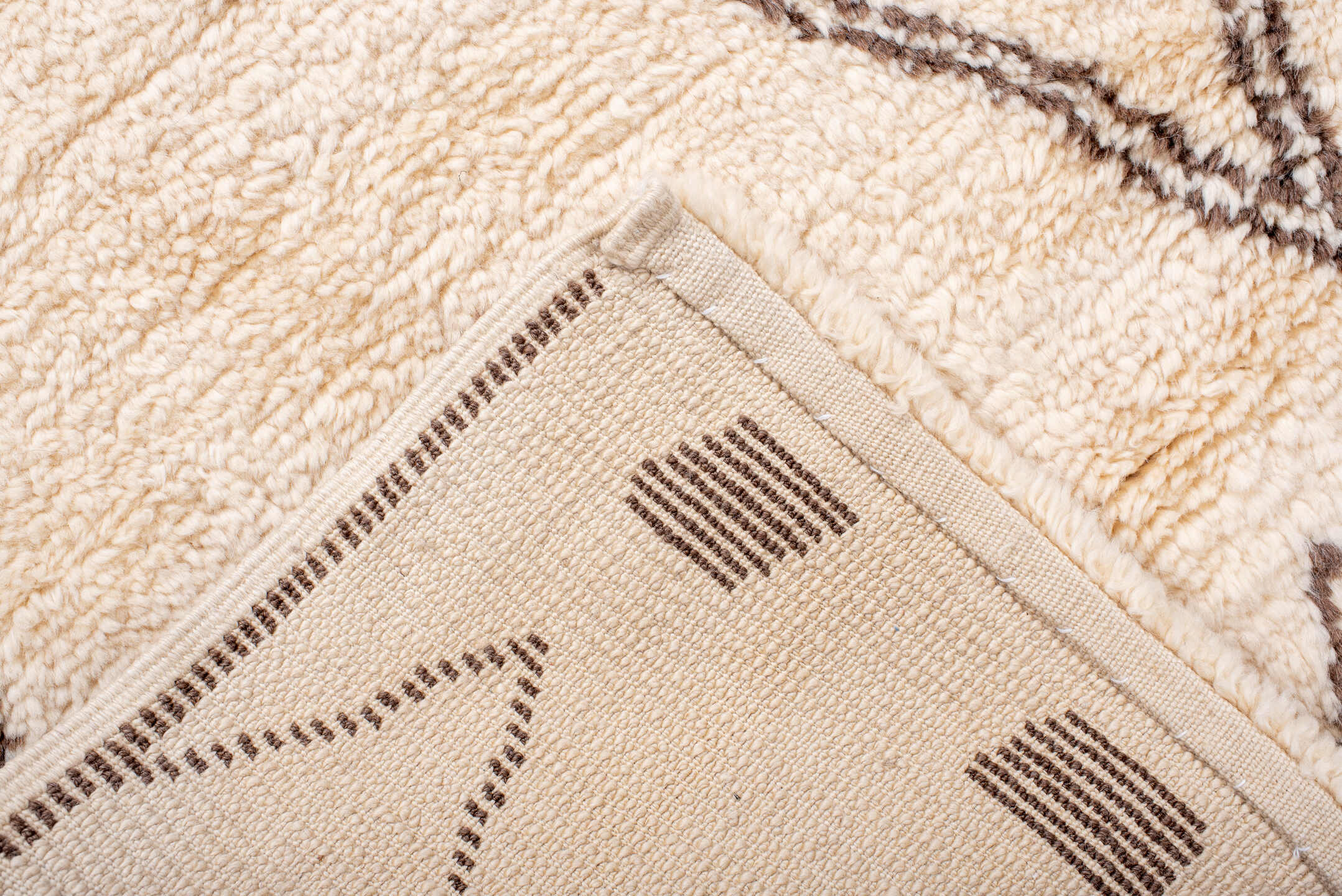 8' x 10' one-of-a-kind handmade vintage Moroccan large size rug. Color palette: ivory, brown, cream, taupe, beige, gray