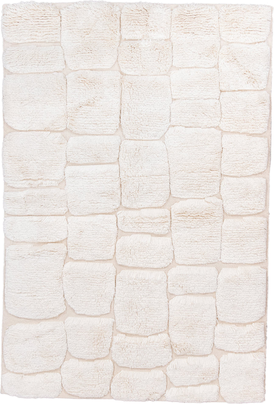 5' x 7' one-of-a-kind handmade vintage Moroccan medium size rug. Color palette: ivory, cream, beige