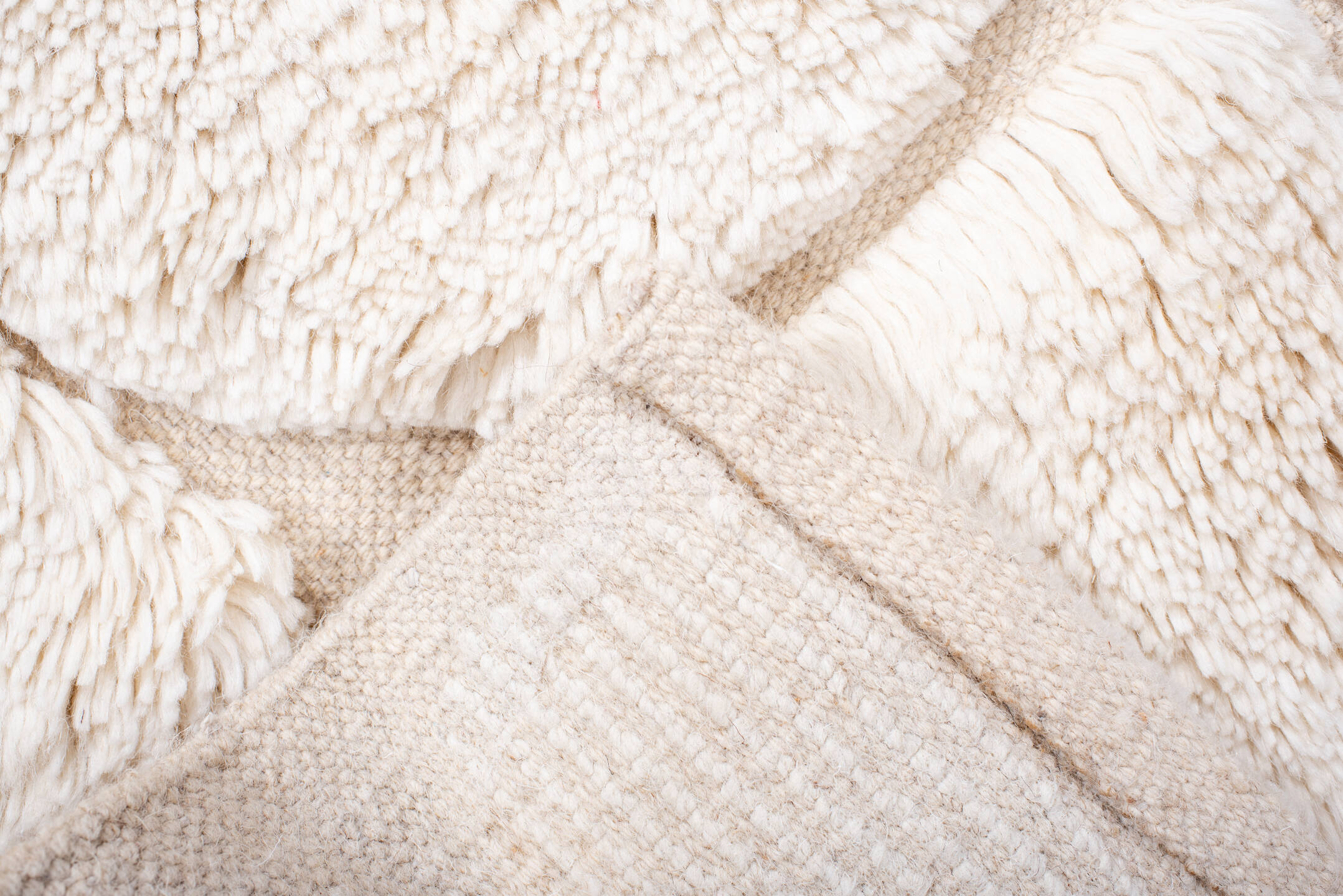 5' x 7' one-of-a-kind handmade vintage Moroccan medium size rug. Color palette: ivory, cream, beige