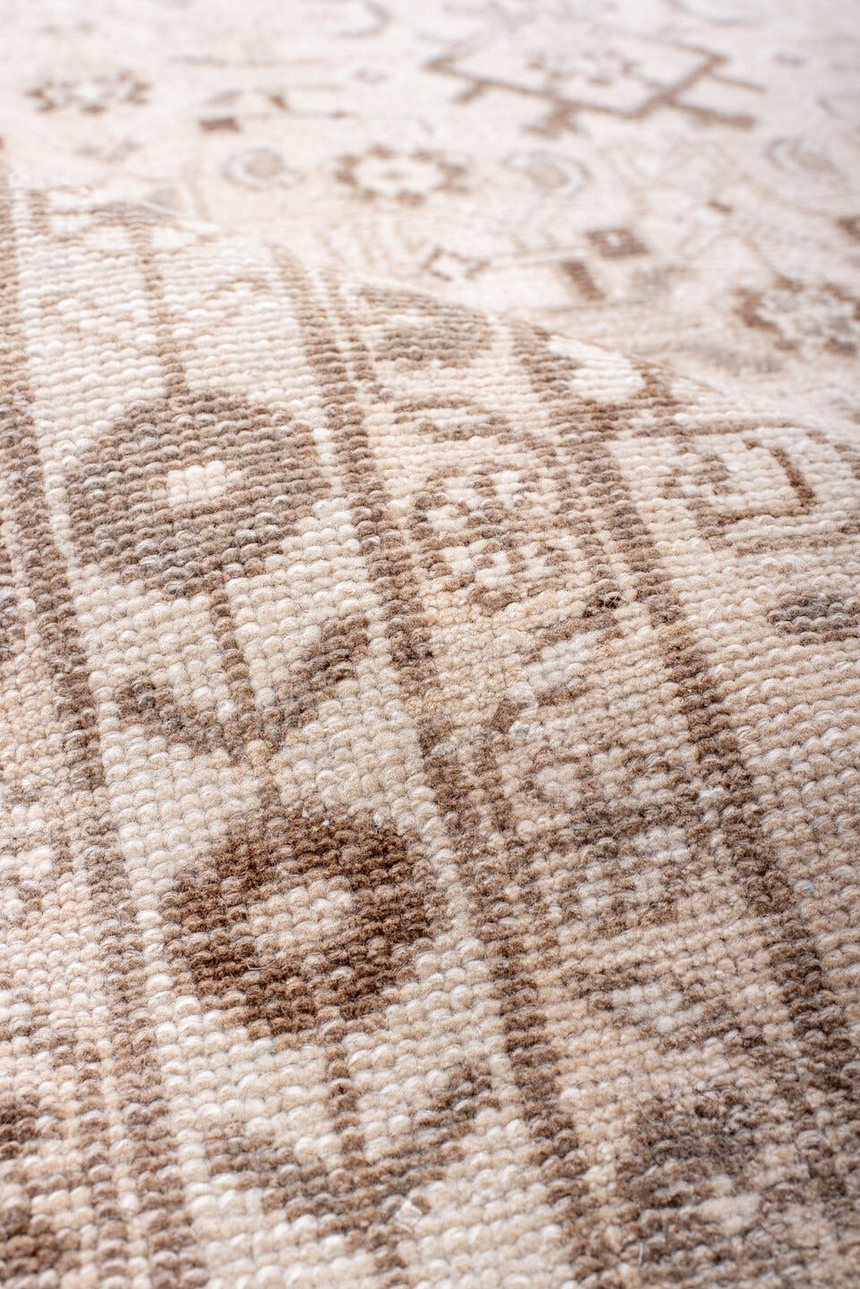 3' x 9' one-of-a-kind handmade antique Hamadan runner rug. Color palette: ivory, taupe, camel, beige, light brown, gray