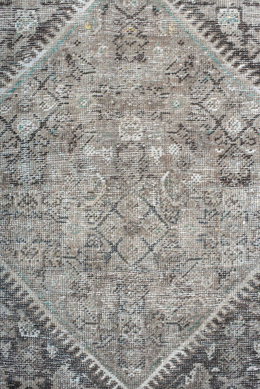 10' x 13' one-of-a-kind handmade antique Mahal large size rug. Color palette: taupe, ivory, gray, charcoal, gold, beige
