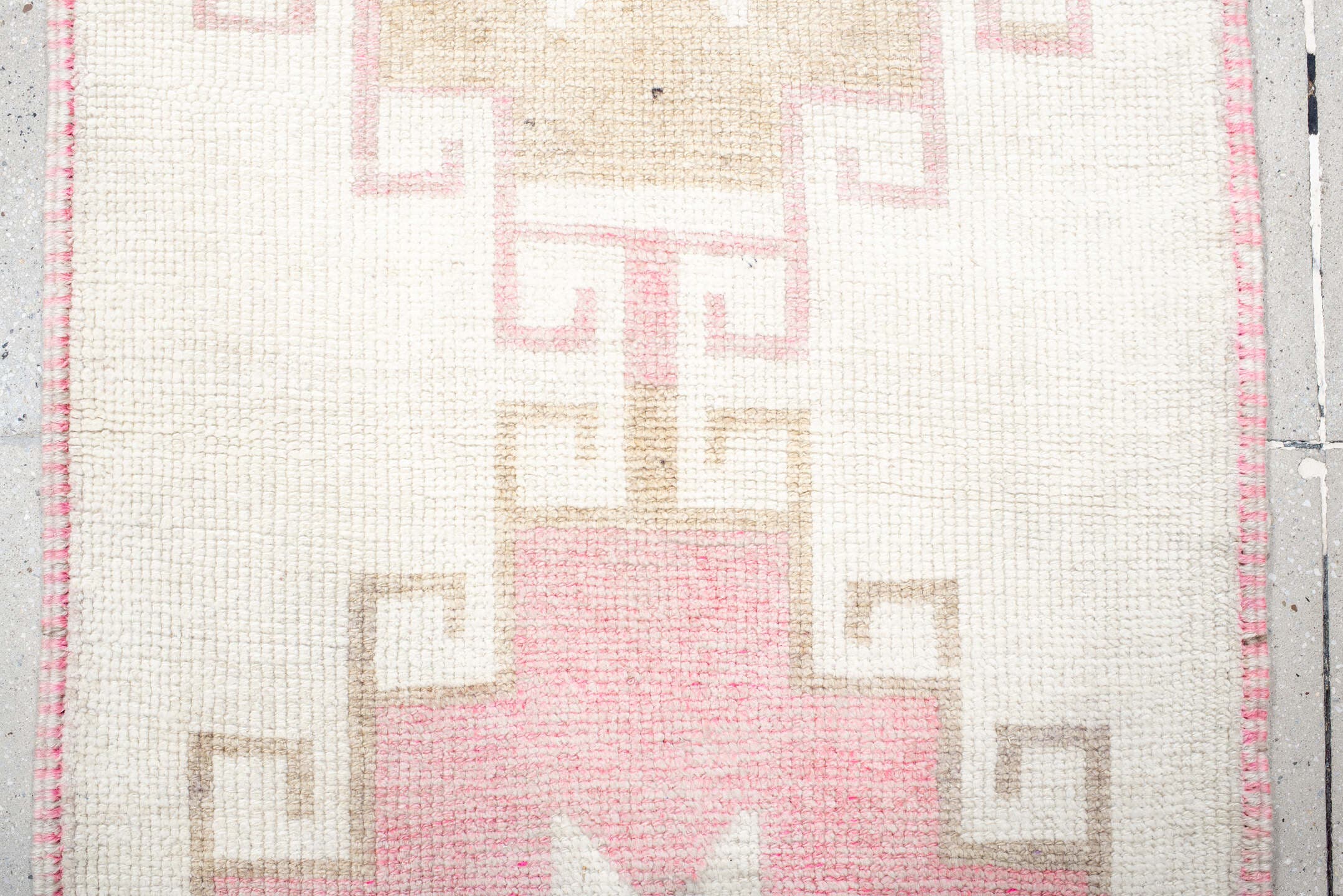 3' x 11' one-of-a-kind handmade antique Kars runner rug. Color palette: ivory, blush, beige, sand, rose, pink, red