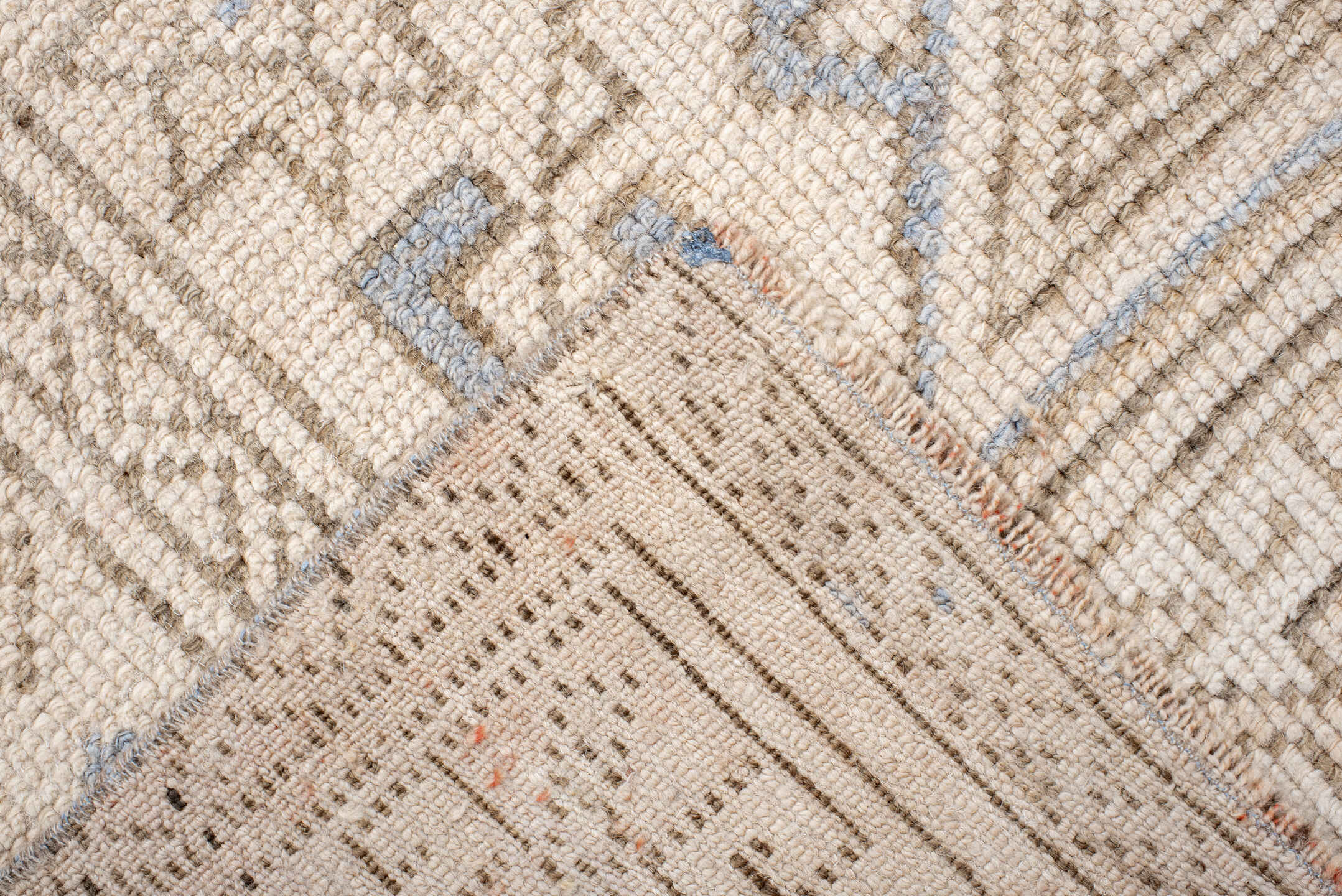 3' x 6' one-of-a-kind handmade antique Anatolian small size rug. Color palette: ivory, cream, taupe, beige, pale blue