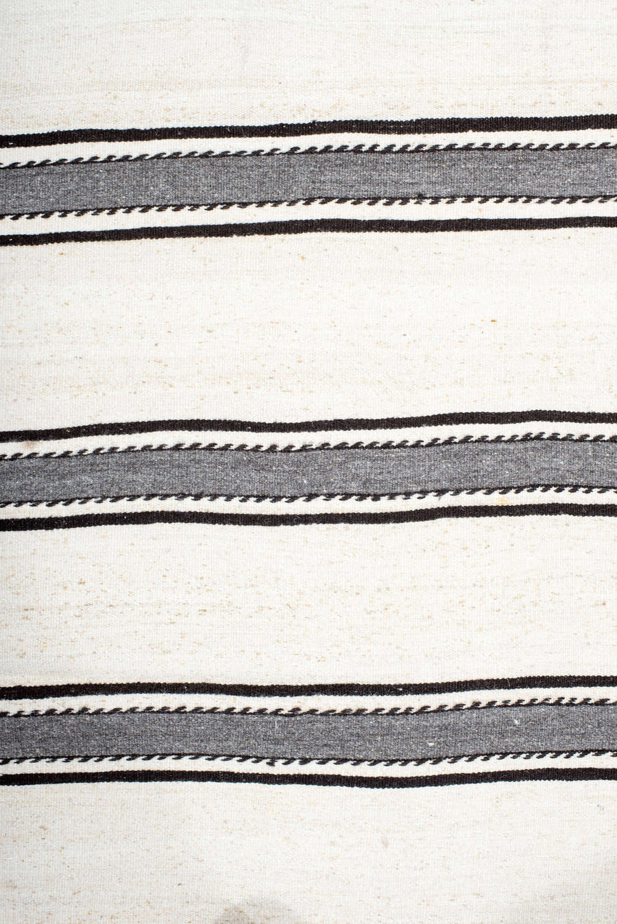 2' x 22' one-of-a-kind handmade antique Kilim runner rug. Color palette: ivory, charcoal, brown, gray, black
