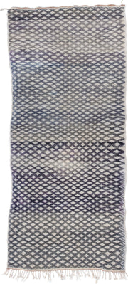 3' x 8' one-of-a-kind handmade vintage Kilim runner rug. Color palette: ivory, charcoal, slate, taupe, lavender, gray, black