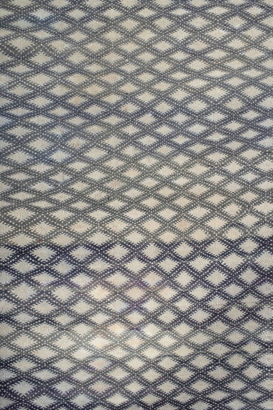3' x 8' one-of-a-kind handmade vintage Kilim runner rug. Color palette: ivory, charcoal, slate, taupe, lavender, gray, black
