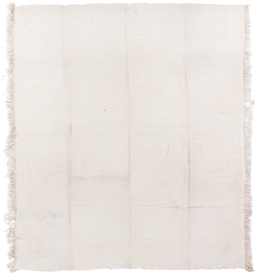11' x 13' one-of-a-kind handmade vintage Kilim oversize rug. Color palette: ivory, cream, taupe, beige, gray