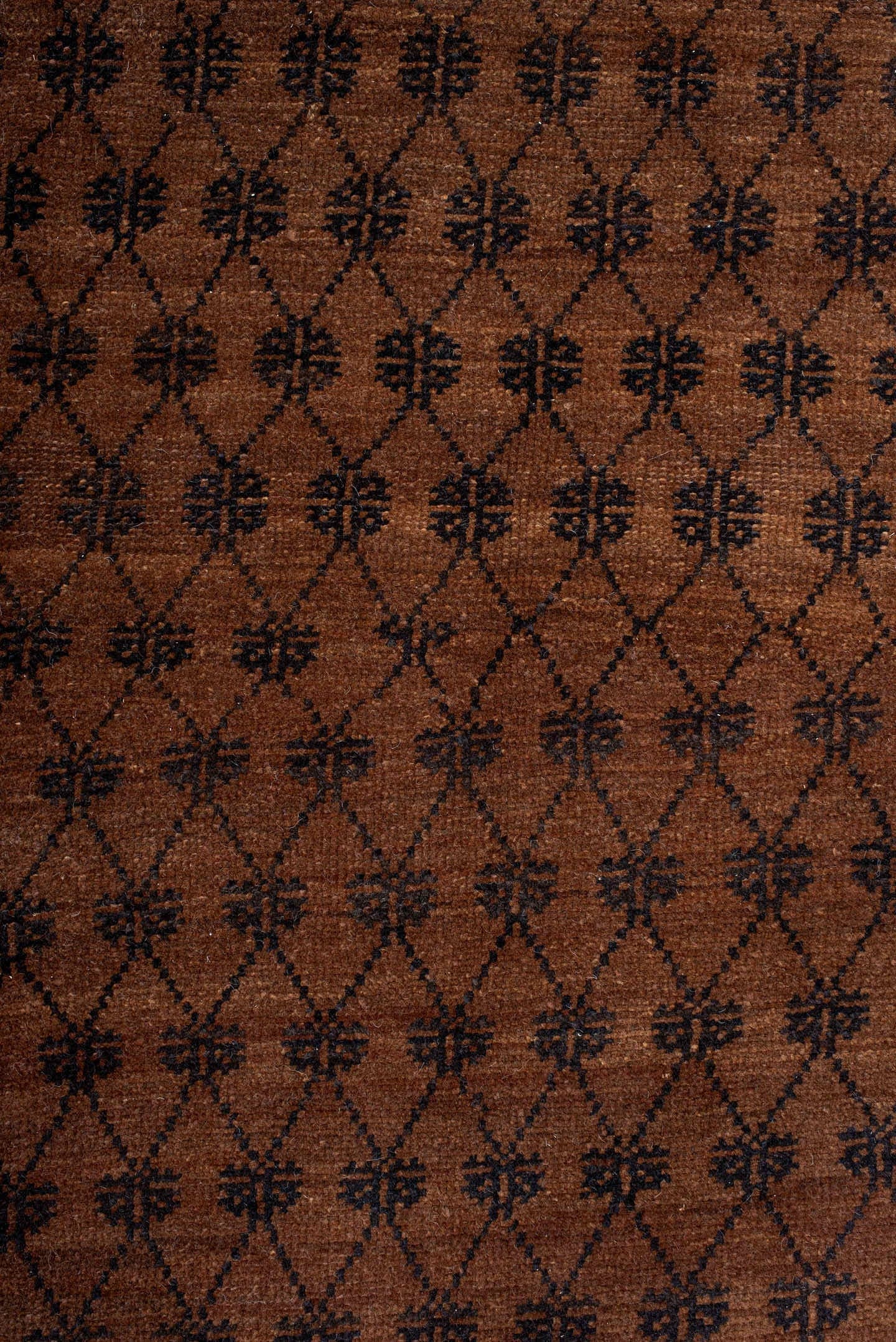 8' x 12' one-of-a-kind handmade antique Kars large size rug. Color palette: brown, ivory, charcoal, taupe, camel, slate