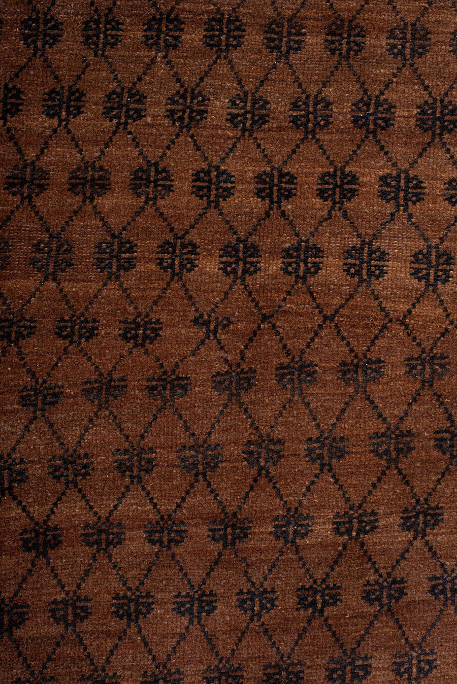 8' x 12' one-of-a-kind handmade antique Kars large size rug. Color palette: brown, ivory, charcoal, taupe, camel, slate