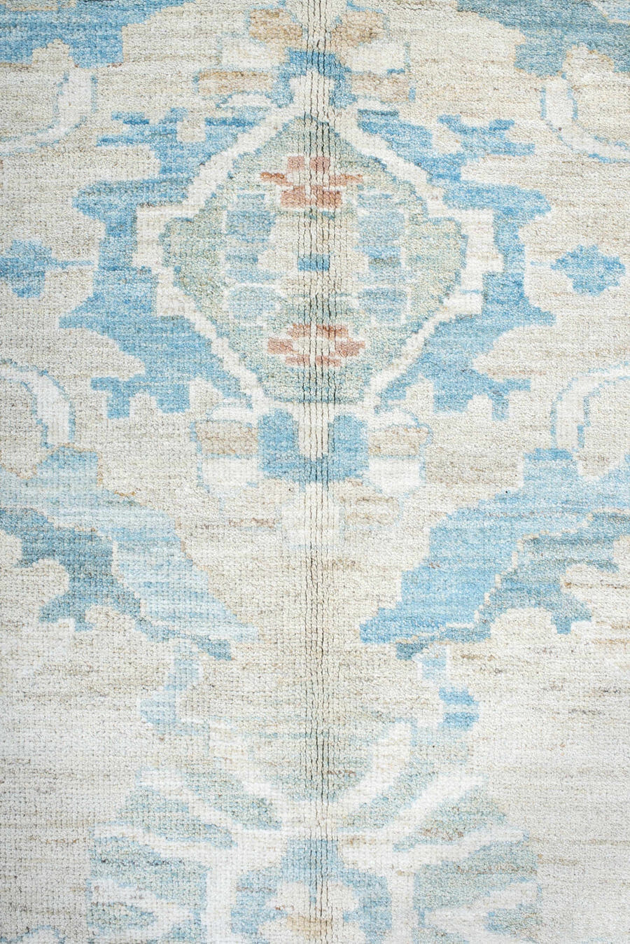 10' x 11' one-of-a-kind handmade vintage Sultanabad large size rug. Color palette: ivory, sky_blue, aqua, blush, taupe