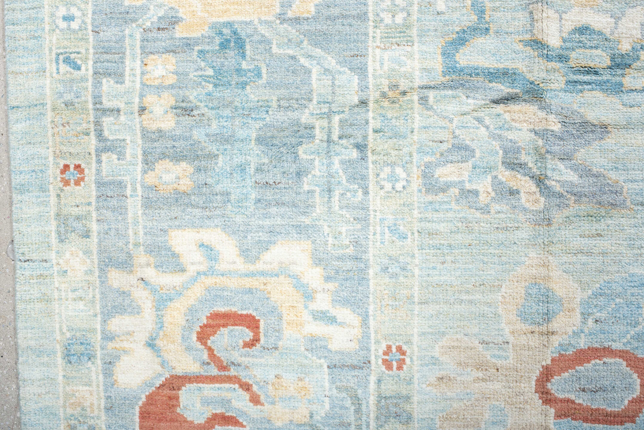 10' x 11' one-of-a-kind handmade vintage Sultanabad large size rug. Color palette: blue, brown, gray, light blue, light gray