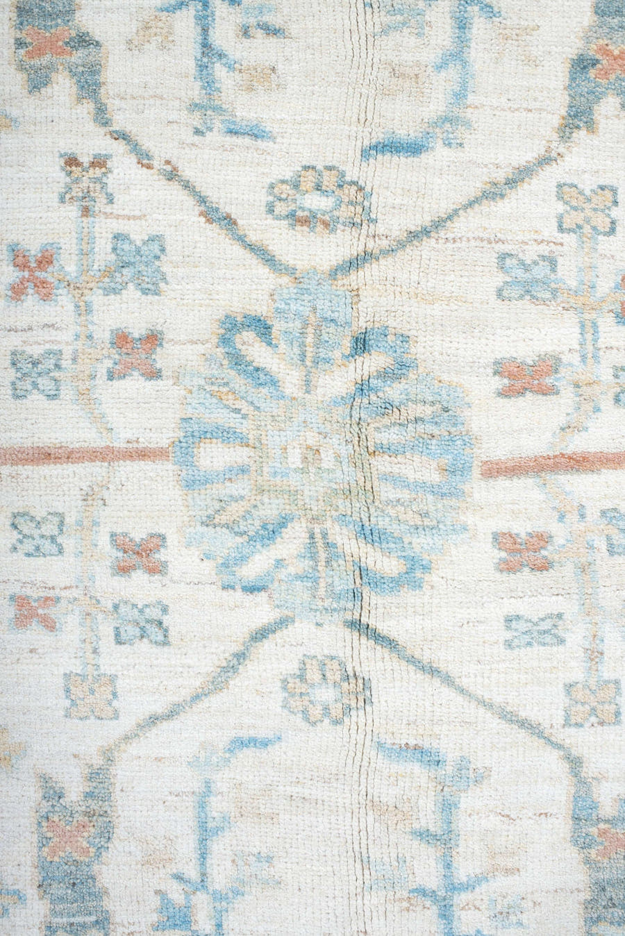 12' x 15' one-of-a-kind handmade vintage Sultanabad oversize rug. Color palette: ivory, sky_blue, aqua, taupe, coral, beige