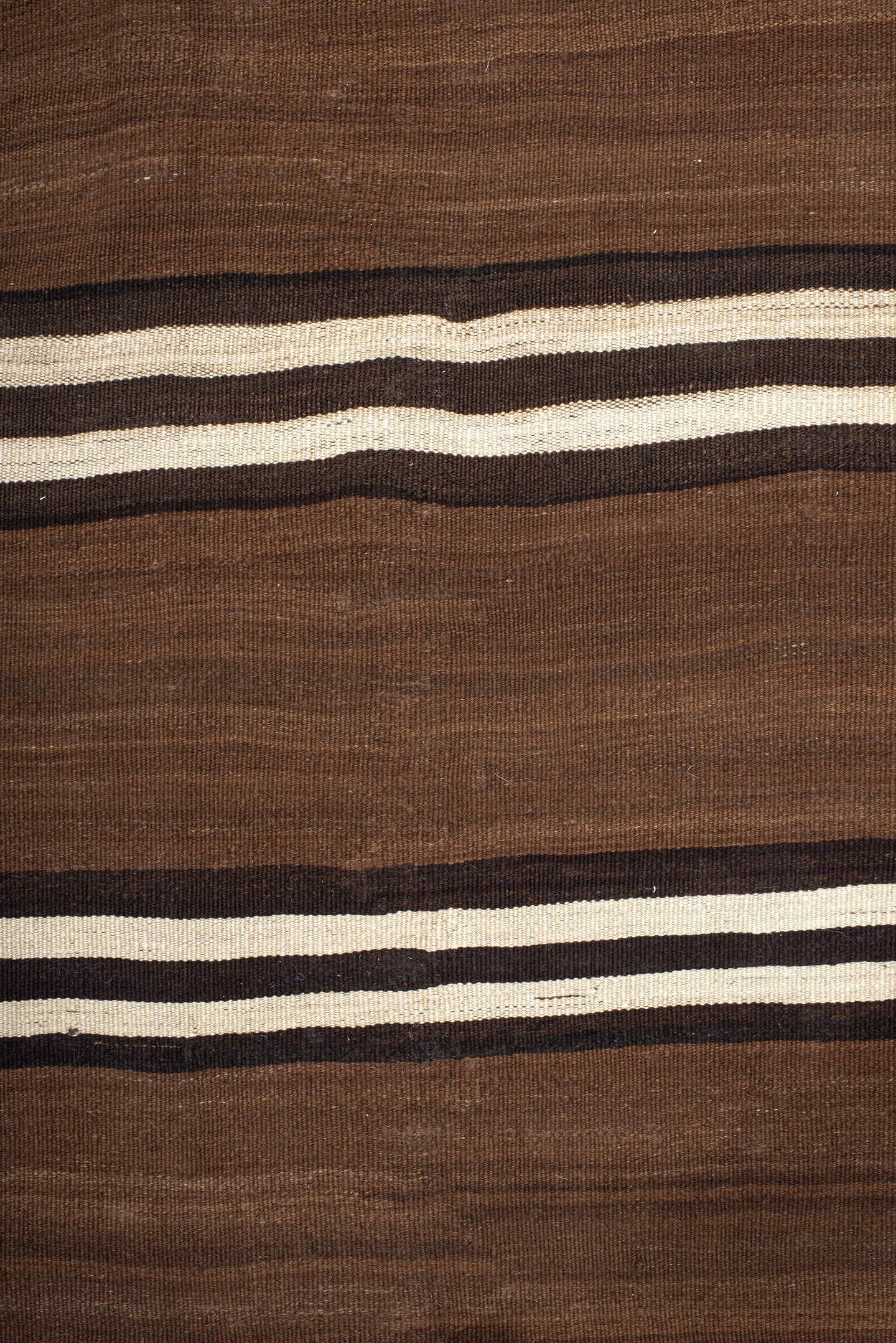 8' x 10' one-of-a-kind handmade vintage Kilim large size rug. Color palette: brown, taupe, ivory, camel, charcoal, beige