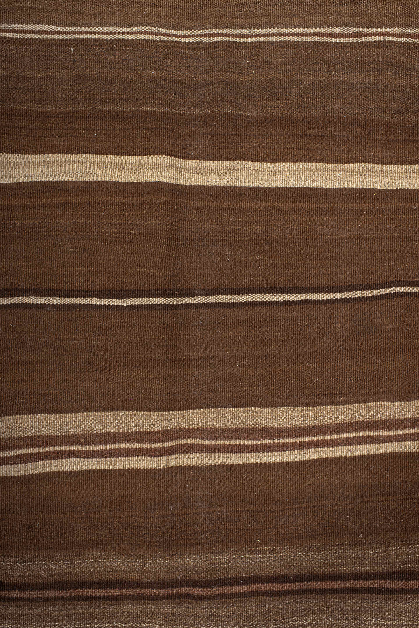 9' x 10' one-of-a-kind handmade vintage Kilim large size rug. Color palette: brown, taupe, camel, ivory, charcoal, beige