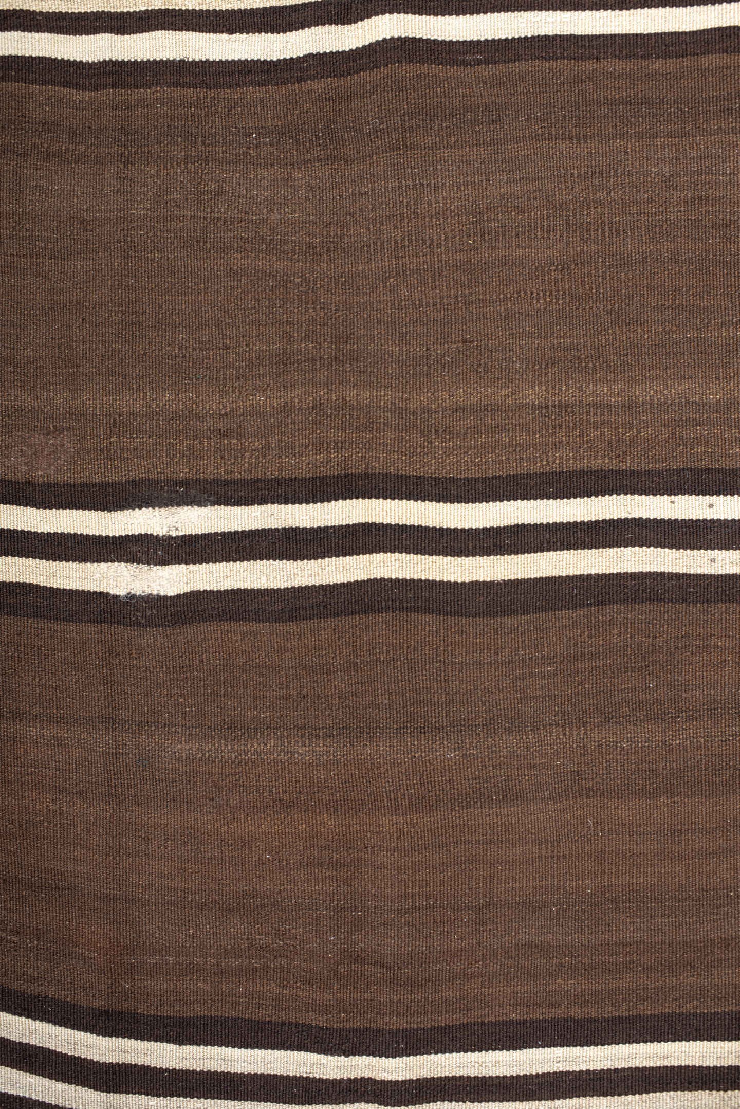 6' x 12' one-of-a-kind handmade vintage Kilim large size rug. Color palette: brown, ivory, dark_brown, taupe, beige, gray