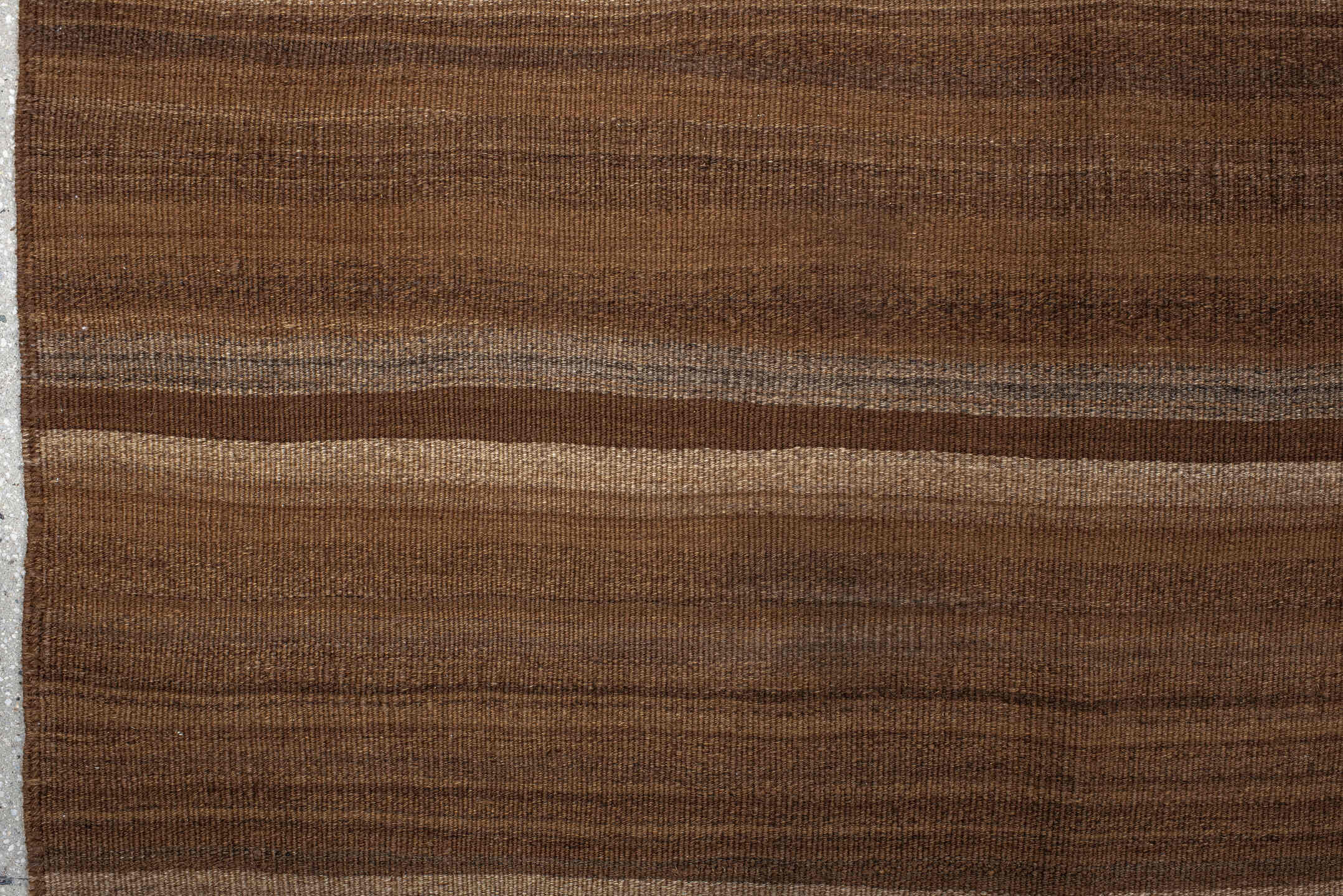 9' x 10' one-of-a-kind handmade vintage Kilim large size rug. Color palette: brown, taupe, camel, ivory, charcoal, beige