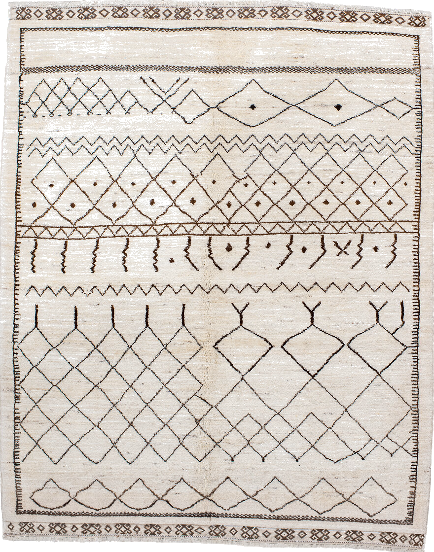 5' x 6' one-of-a-kind handmade vintage Moroccan rug. Color palette: antiquewhite, black, blue, brown, burlywood, dark gray