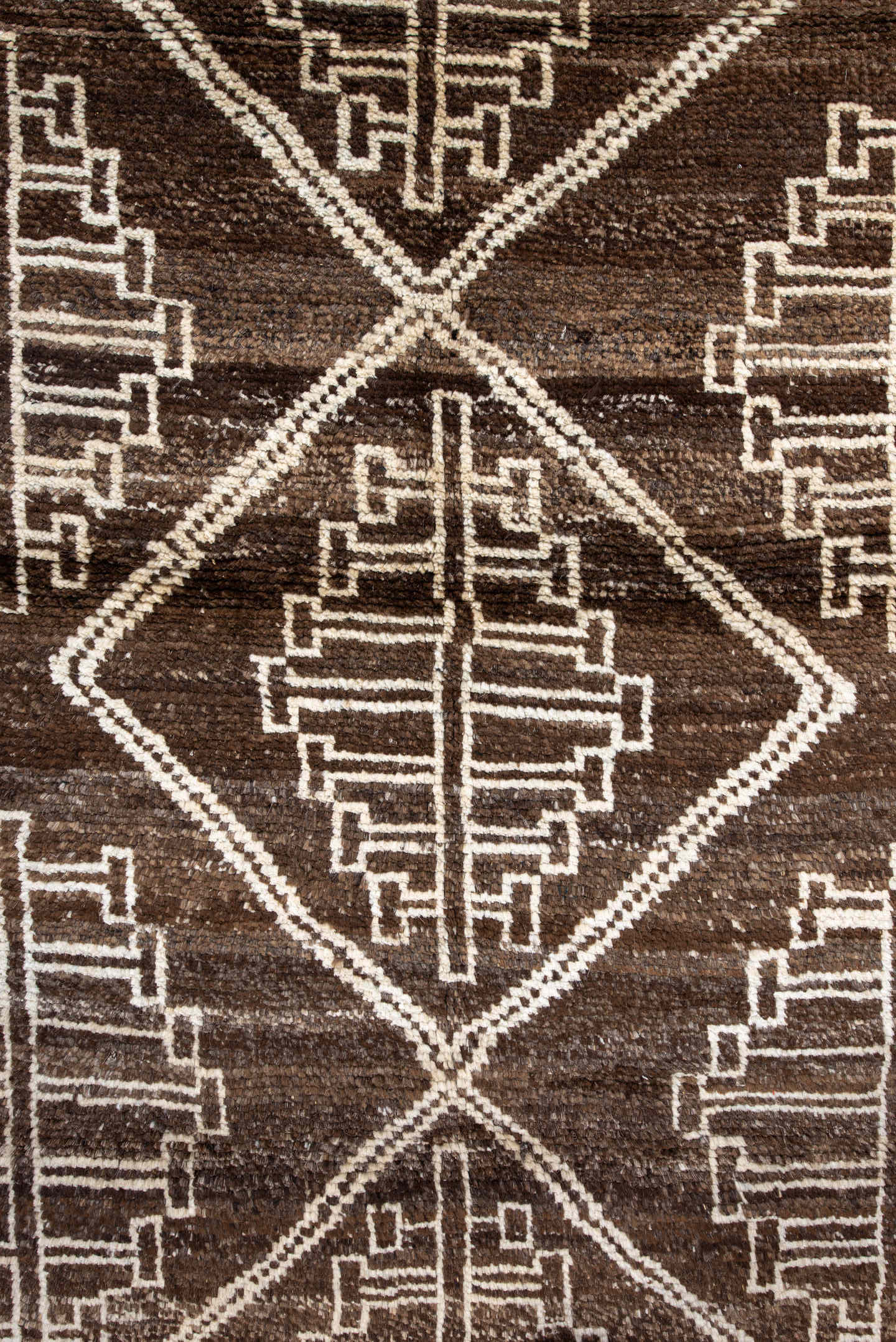 4' x 5' one-of-a-kind handmade vintage Moroccan small size rug. Color palette: brown, ivory, taupe, camel, beige, gray