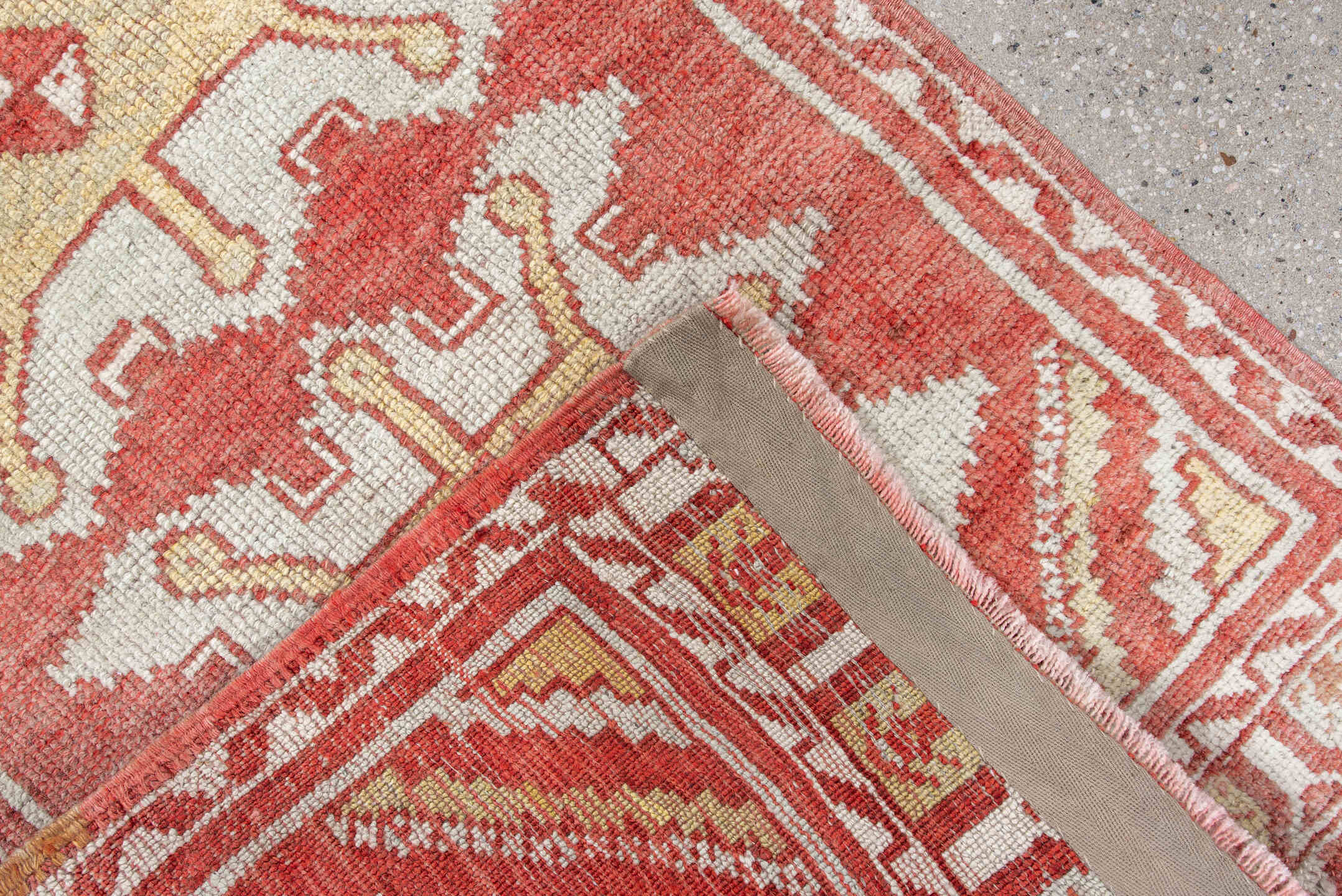 1' x 3' one-of-a-kind handmade antique Anatolian small size rug. Color palette: rust, ivory, cream, terracotta, pale blue