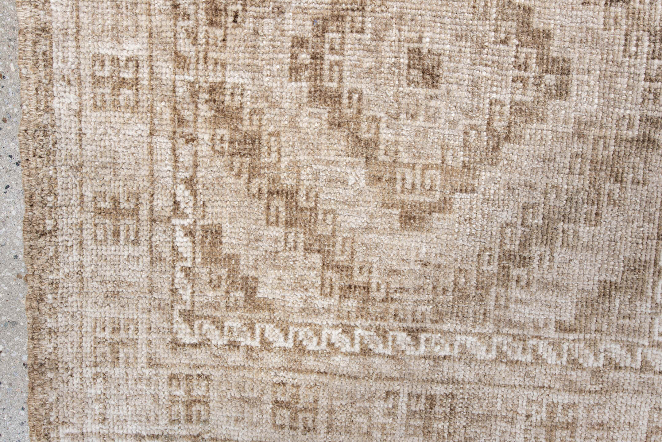 2' x 3' one-of-a-kind handmade antique Belouch small size rug. Color palette: ivory, taupe, beige, camel, gray