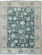 10' x 12' one-of-a-kind handmade antique Sparta large size rug. Color palette: teal, ivory, sage, taupe, pale blush