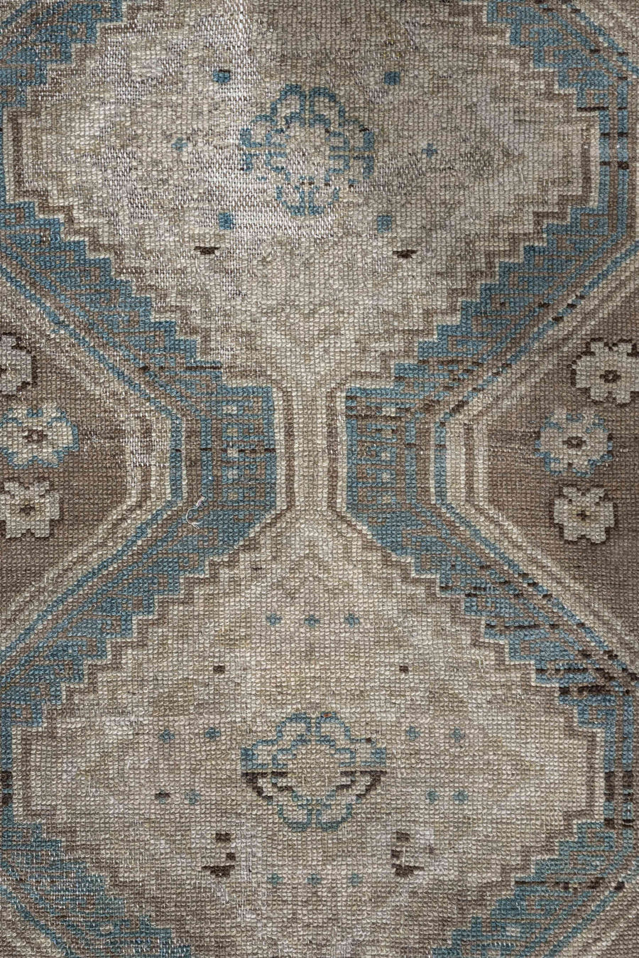 3' x 11' one-of-a-kind handmade antique Malayer runner rug. Color palette: ivory, taupe, sky blue, brown, camel, charcoal