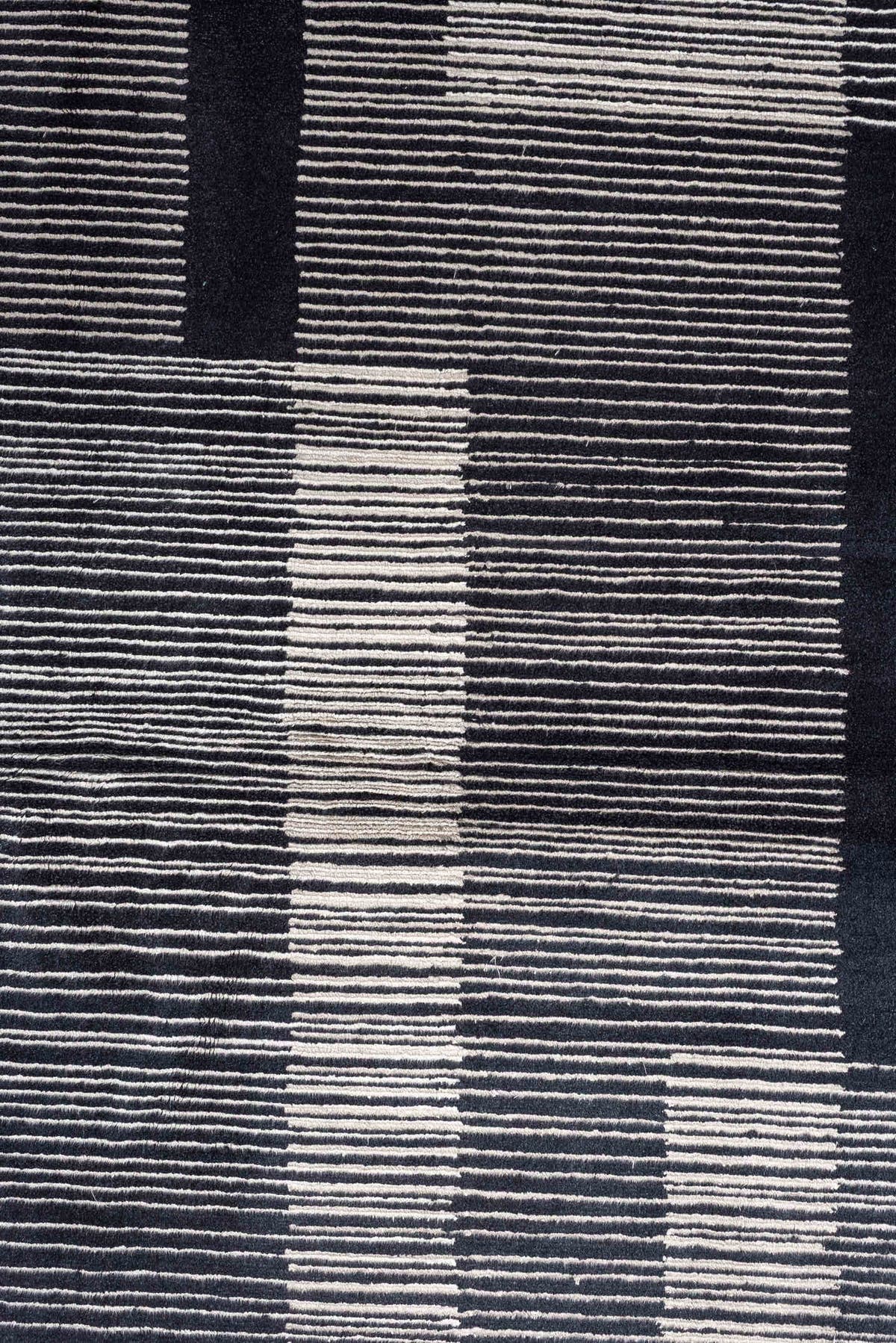 4' x 22' one-of-a-kind handmade antique Tibetan runner rug. Color palette: charcoal, slate, ivory, pewter, ebony, black