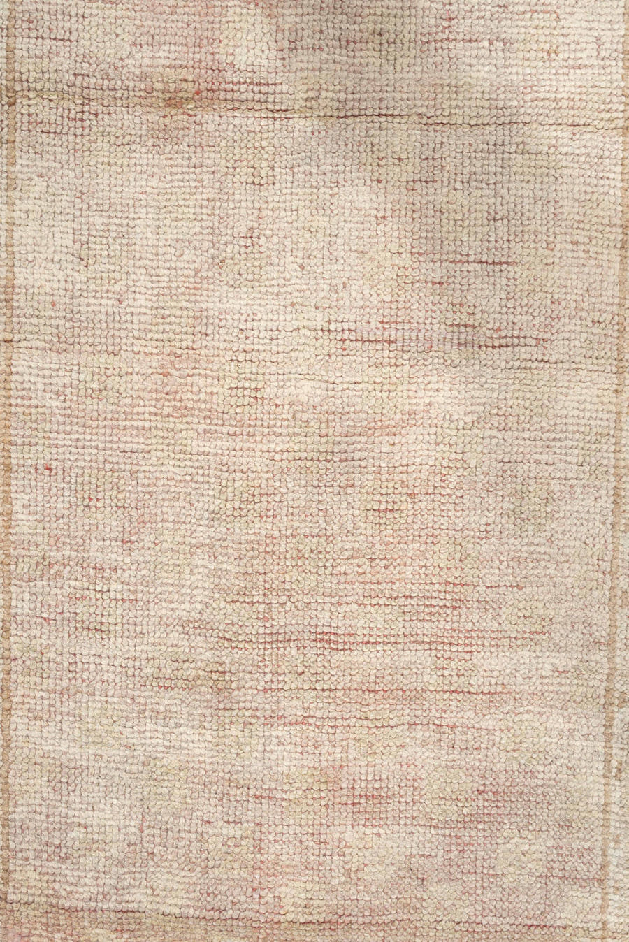 3' x 11' one-of-a-kind handmade antique Oushak runner rug. Color palette: ivory, blush, beige, soft sage, peach, pink